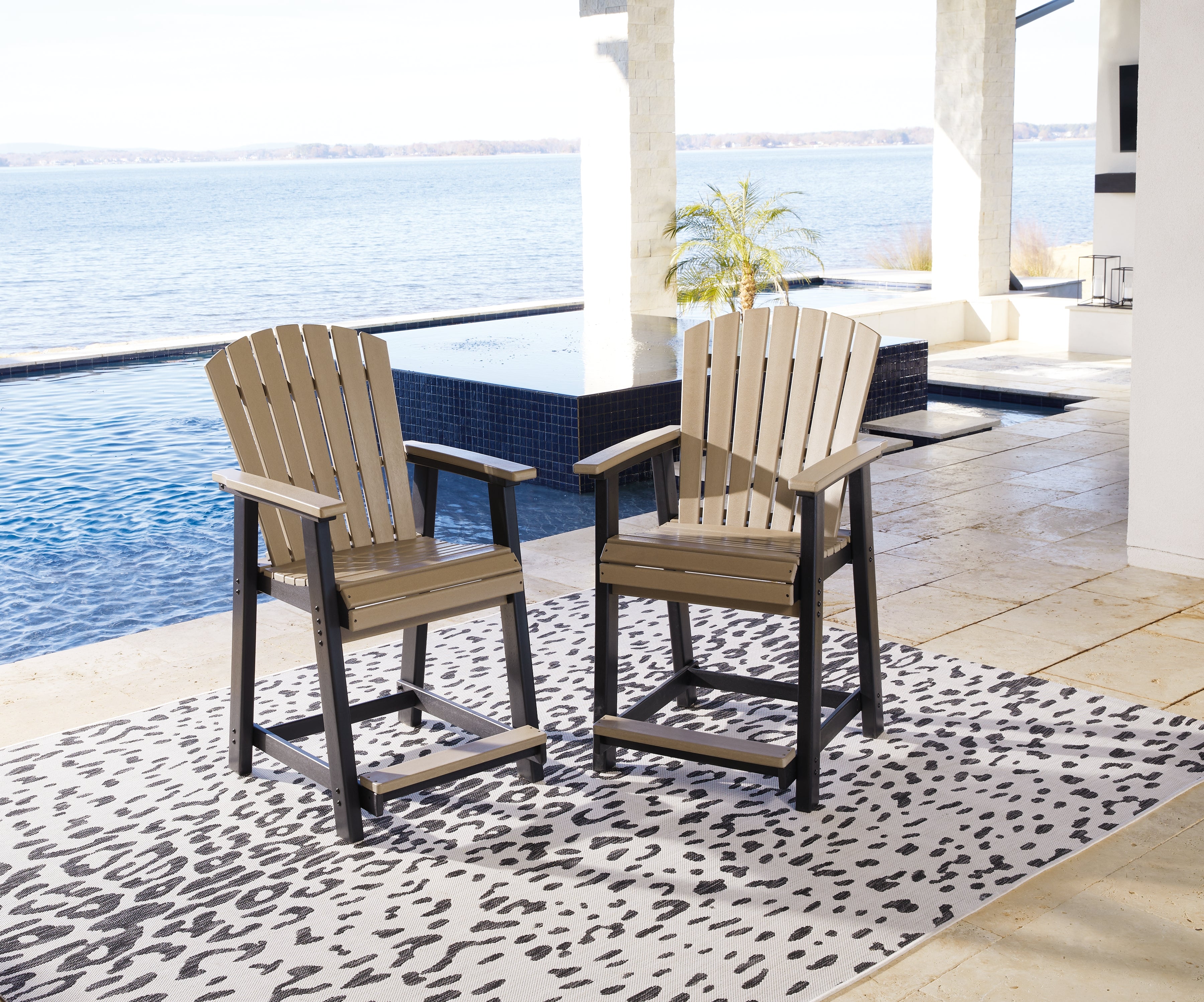 A2Z Furniture - Ashley Furniture - Fairen Trail Outdoor - Barstool (Set of 2) / Black/Driftwood - P211-124