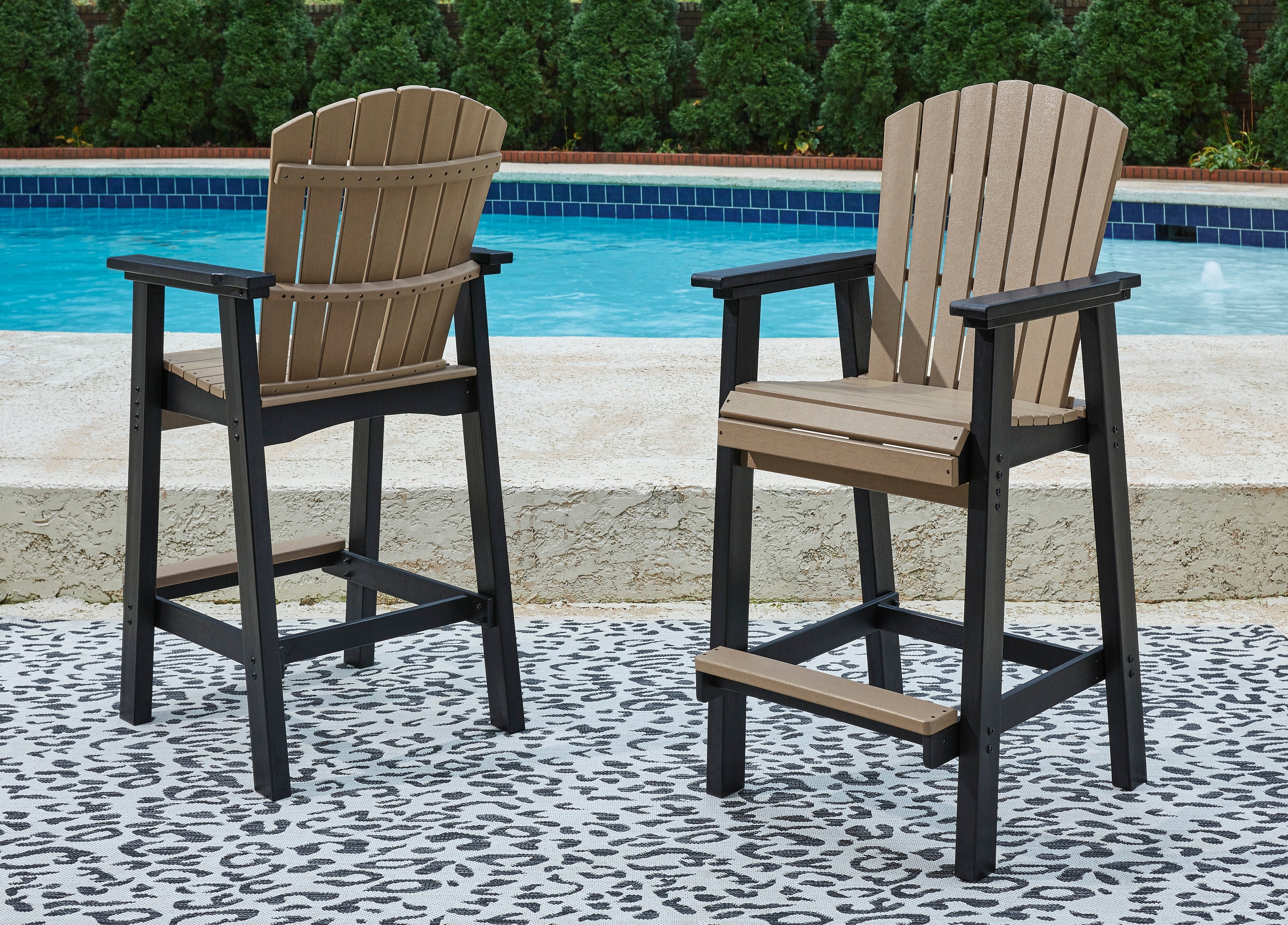 A2Z Furniture - Ashley Furniture - Fairen Trail Outdoor - Square Counter TBL w/UMB OPT / Black/Driftwood - P211-632