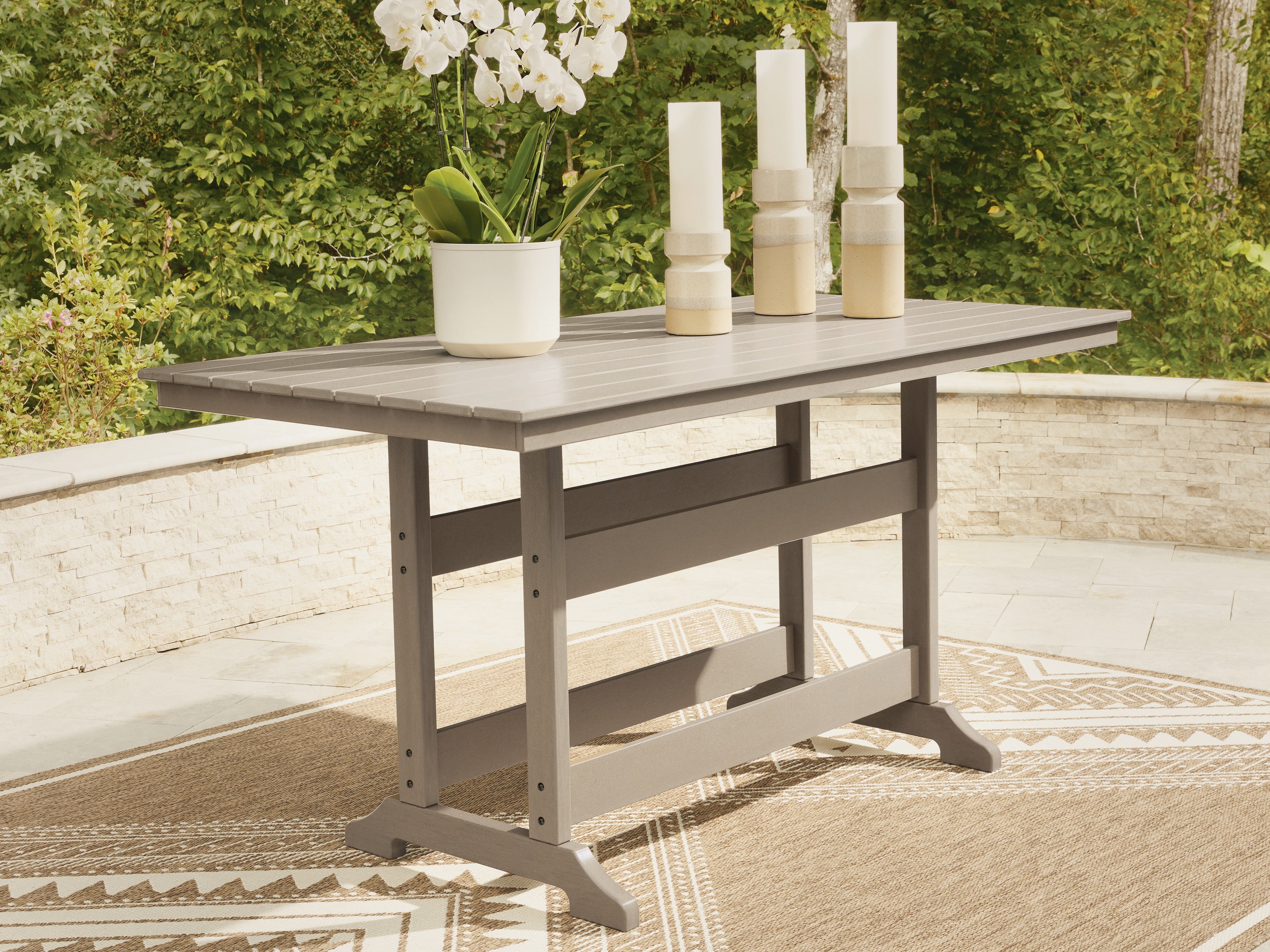 A2Z Furniture - Ashley Furniture - Seacliff Beach Outdoor - RECT COUNTER TABLE W/UMB OPT - PCP228-642
