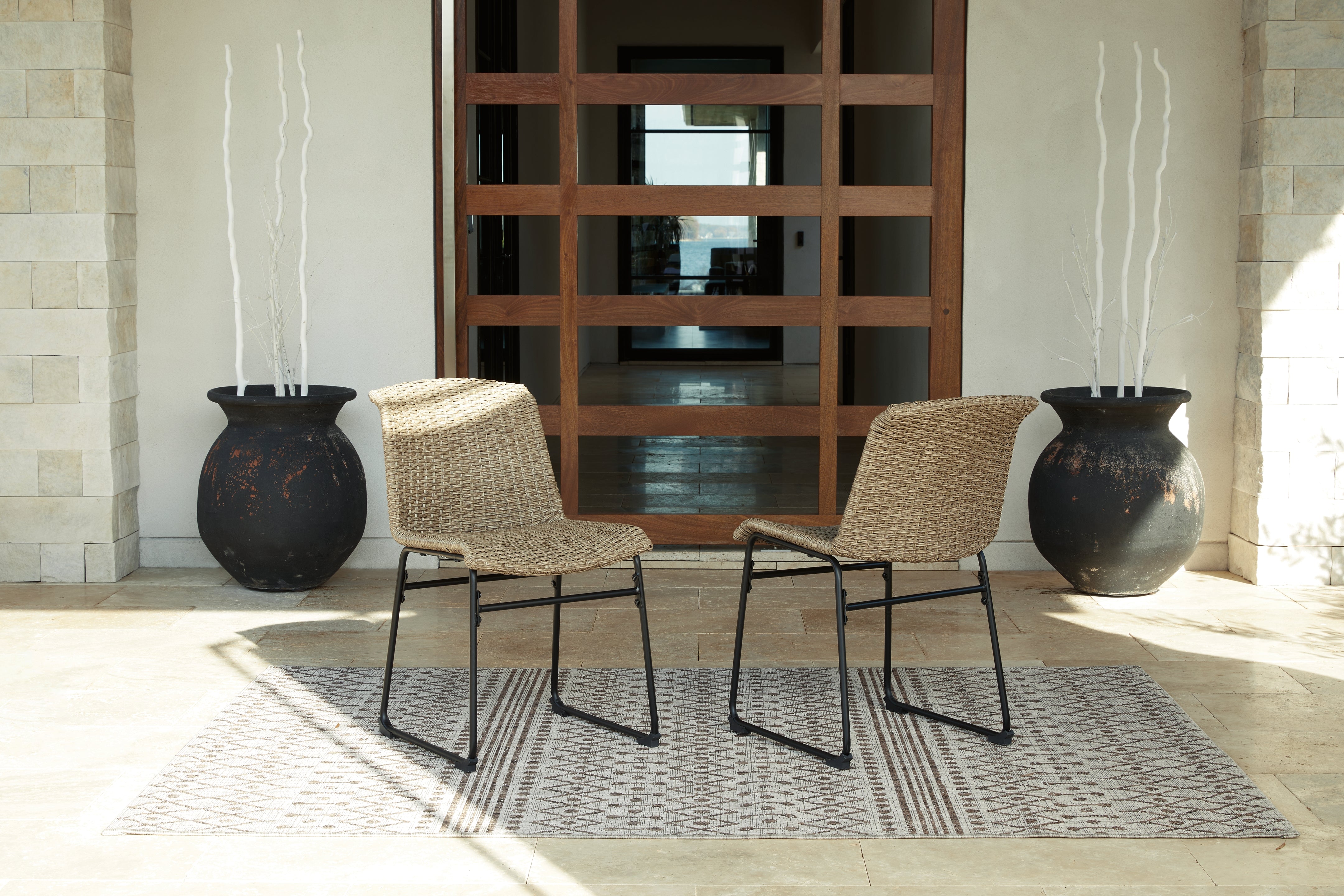 A2Z Furniture - Ashley Furniture - Amaris Outdoor - Chair (Set of 2) / Brown/Black - P369-601