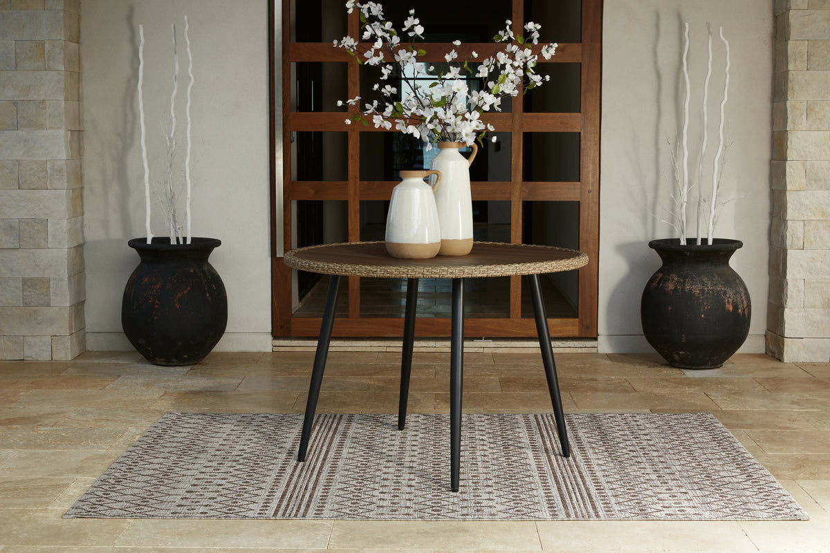 A2Z Furniture - Ashley Furniture - Amaris Outdoor - Round Dining Table / Brown/Black - P369-615