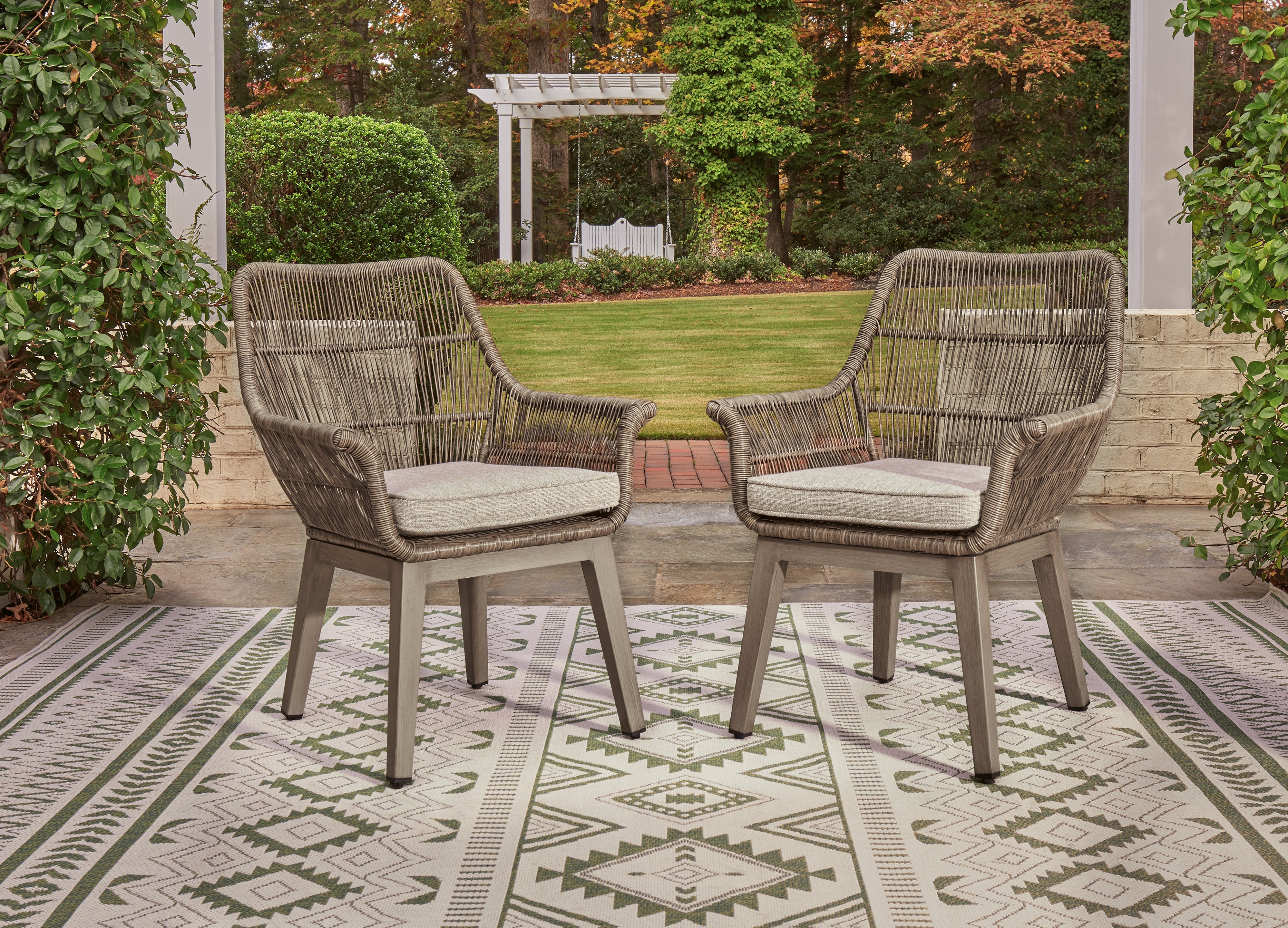 A2Z Furniture - Ashley Furniture - Beach Front Outdoor - Arm Chair With Cushion (Set of 2) / Beige - P399-601A