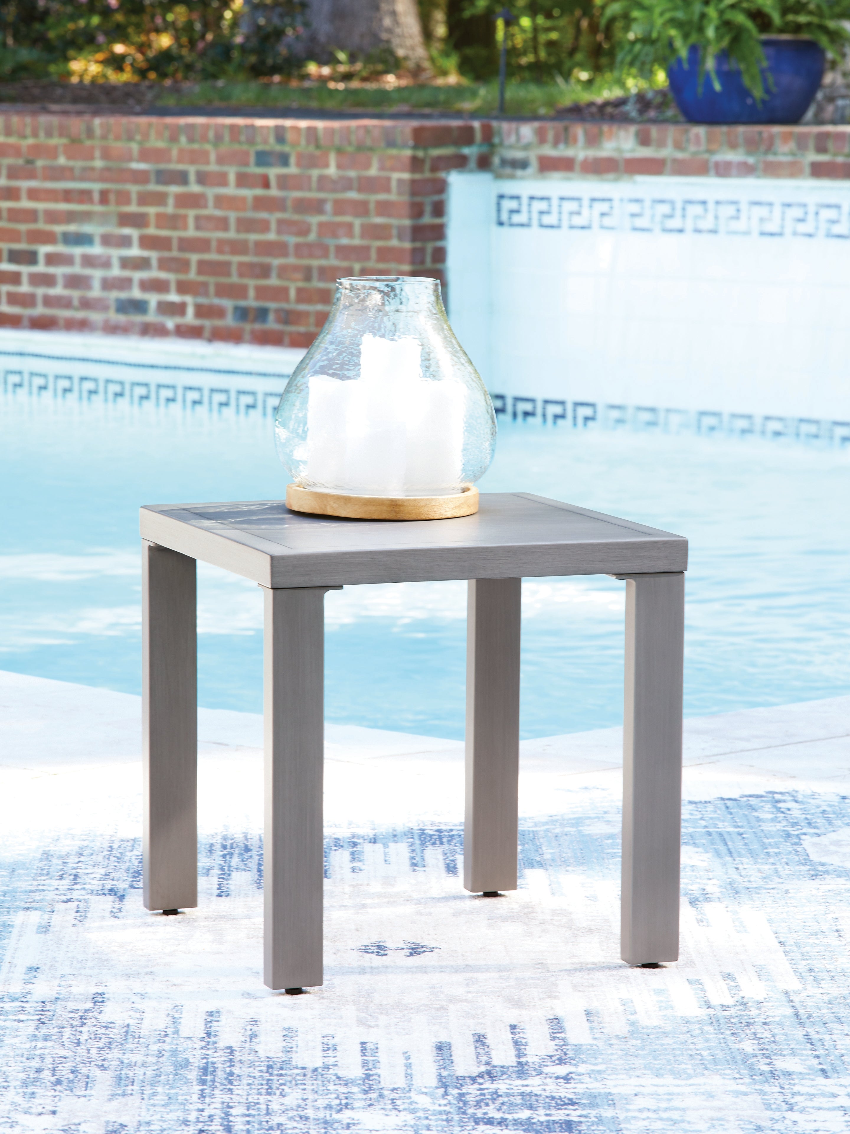 A2Z Furniture - Ashley Furniture - Half Moon Beach Outdoor - Square End Table / Gray - PCP418-702