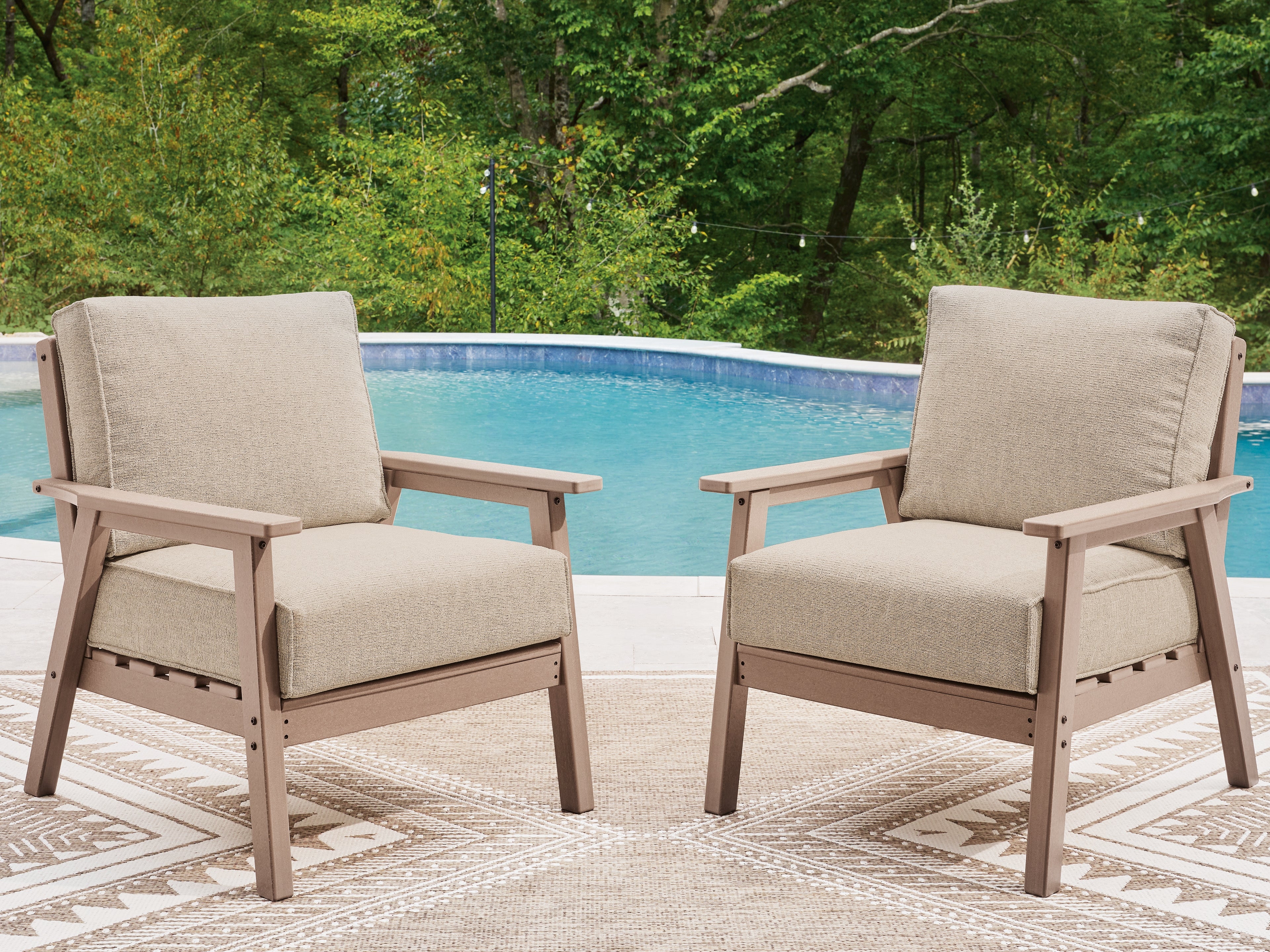 A2Z Furniture - Ashley Furniture - Grover Beach Outdoor - Lounge Chair w/Cushion (Set of 2) / Driftwood - PCP422-820