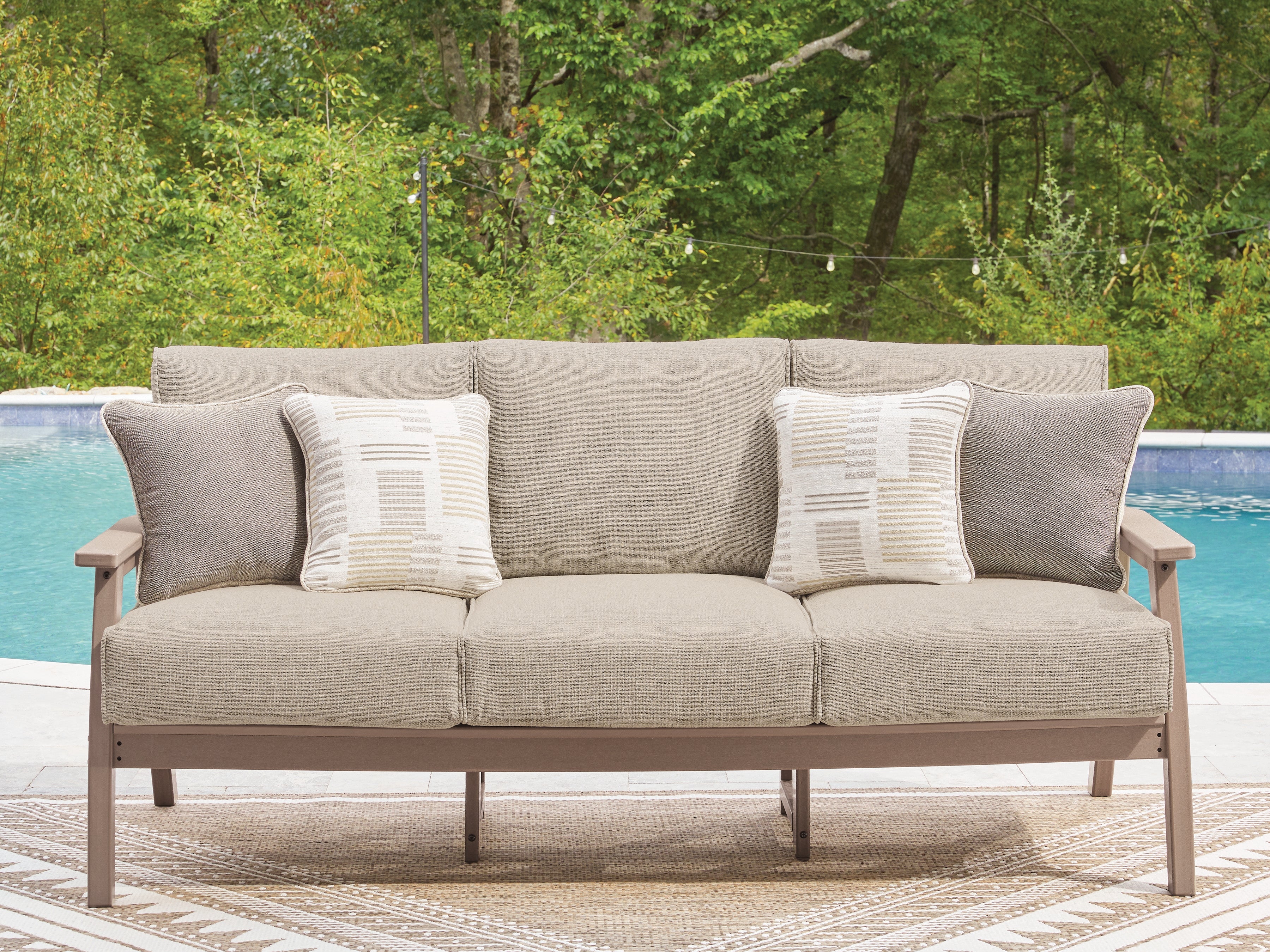 A2Z Furniture - Ashley Furniture - Grover Beach Outdoor - Sofa with Cushion / Driftwood - PCP422-838