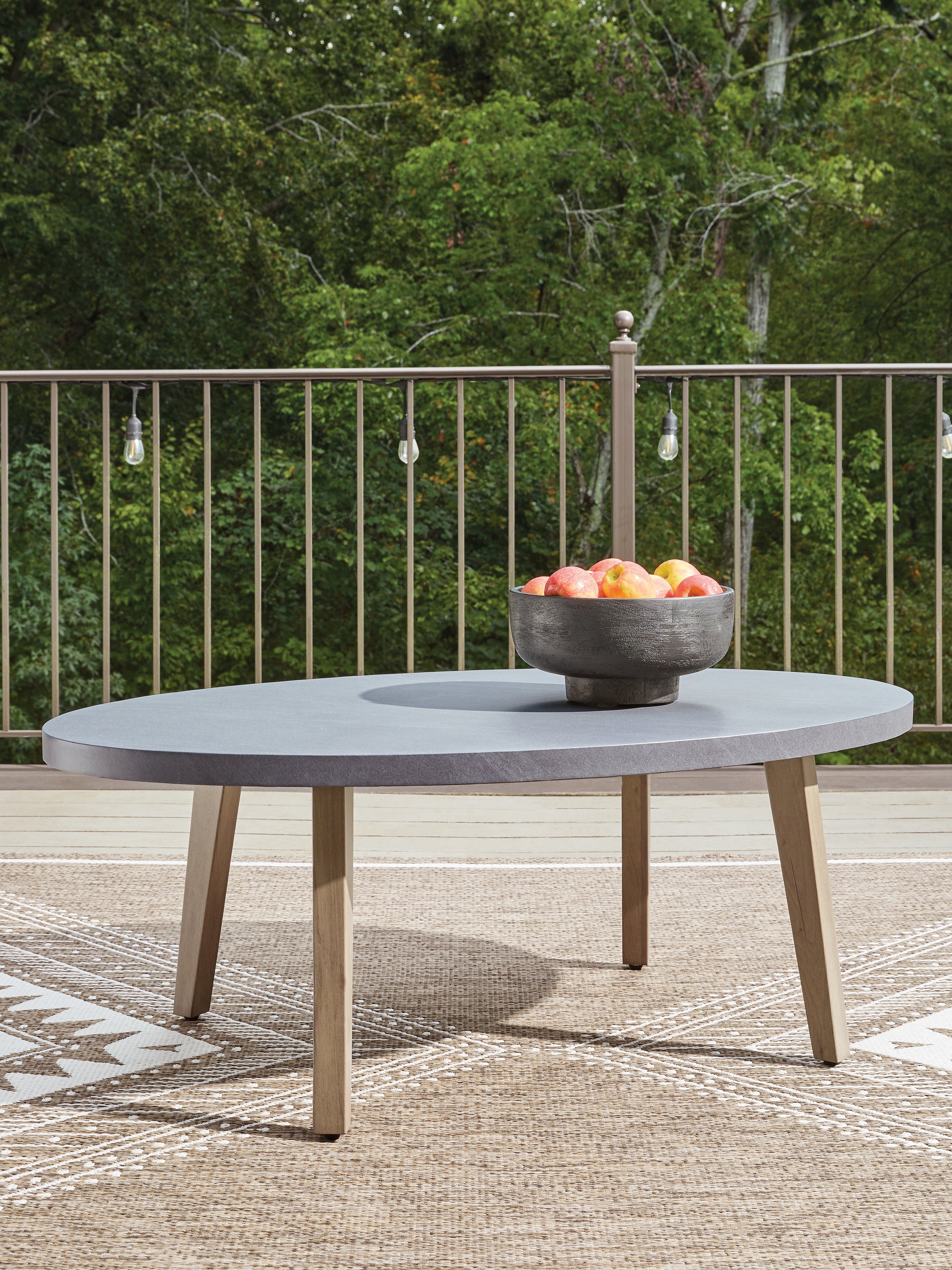 A2Z Furniture - Ashley Furniture - Harmony Headlands Outdoor - Oval Cocktail Table / Natural/Gray - PCP428-701