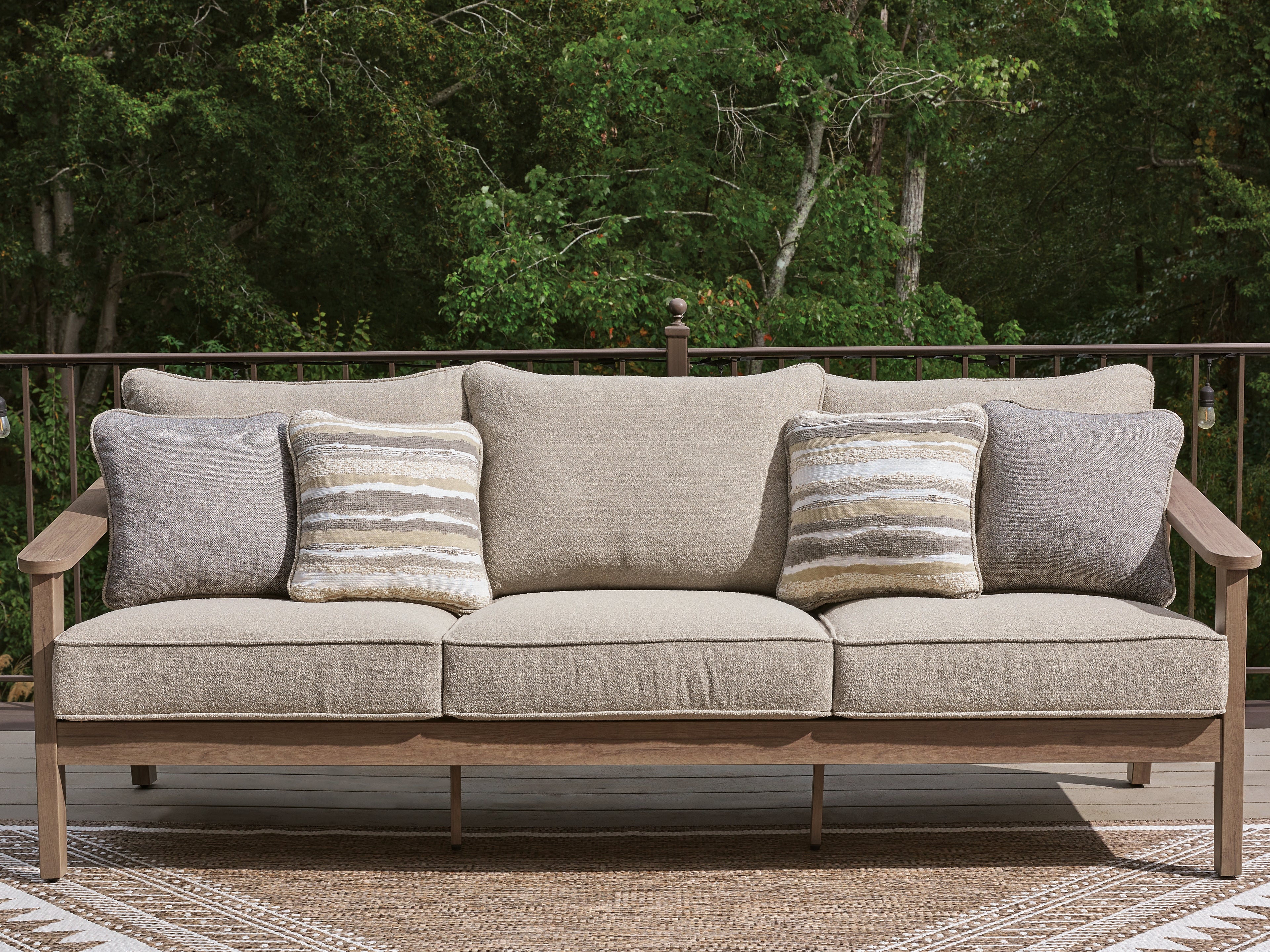 A2Z Furniture - Ashley Furniture - Harmony Headlands Outdoor - Sofa with Cushion / Natural/Gray - PCP428-838