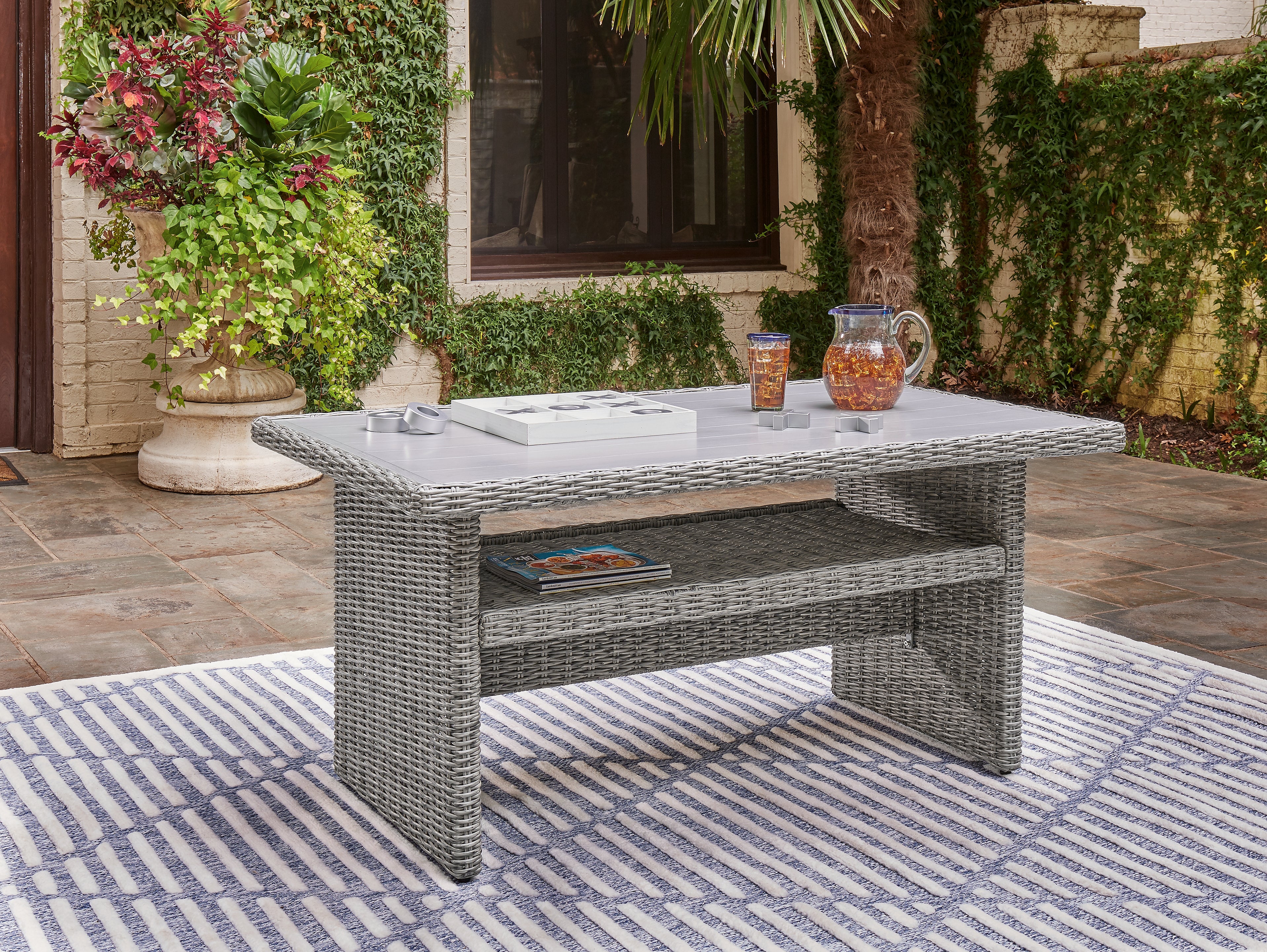 A2Z Furniture - Ashley Furniture - Naples Beach Outdoor - RECT Multi-Use Table / Light Gray - P439-625