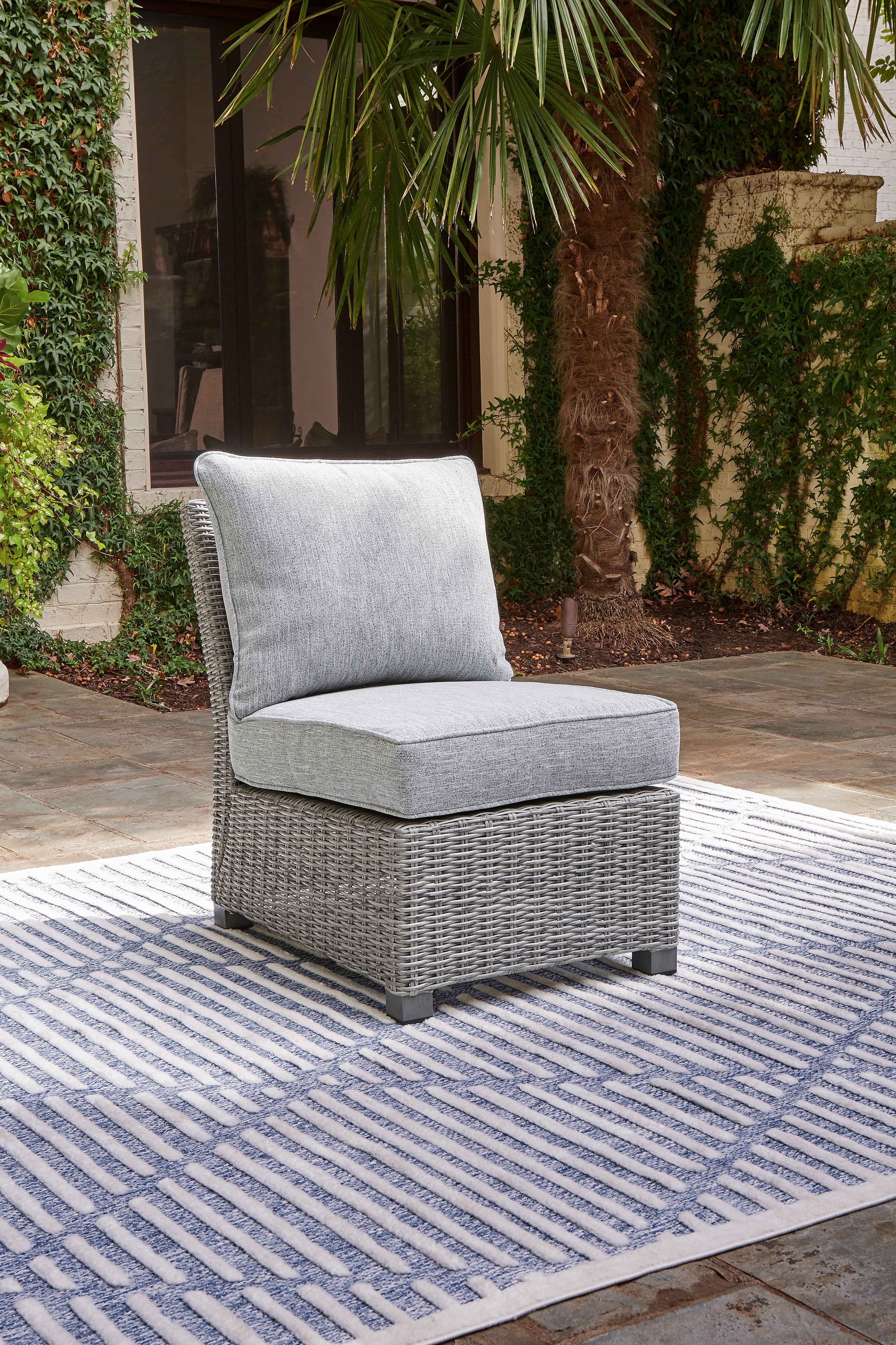 A2Z Furniture - Ashley Furniture - Naples Beach Outdoor - RAF/LAF Loveseat w/CUSH (Set of 2) / Light Gray - P439-854