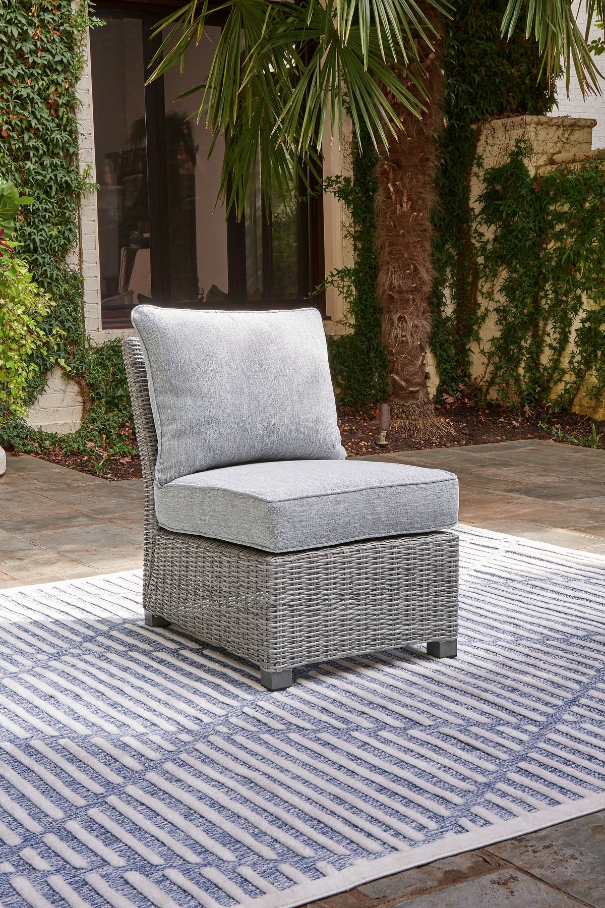A2Z Furniture - Ashley Furniture - Naples Beach Outdoor - RAF/LAF Loveseat w/CUSH (Set of 2) / Light Gray - P439-854