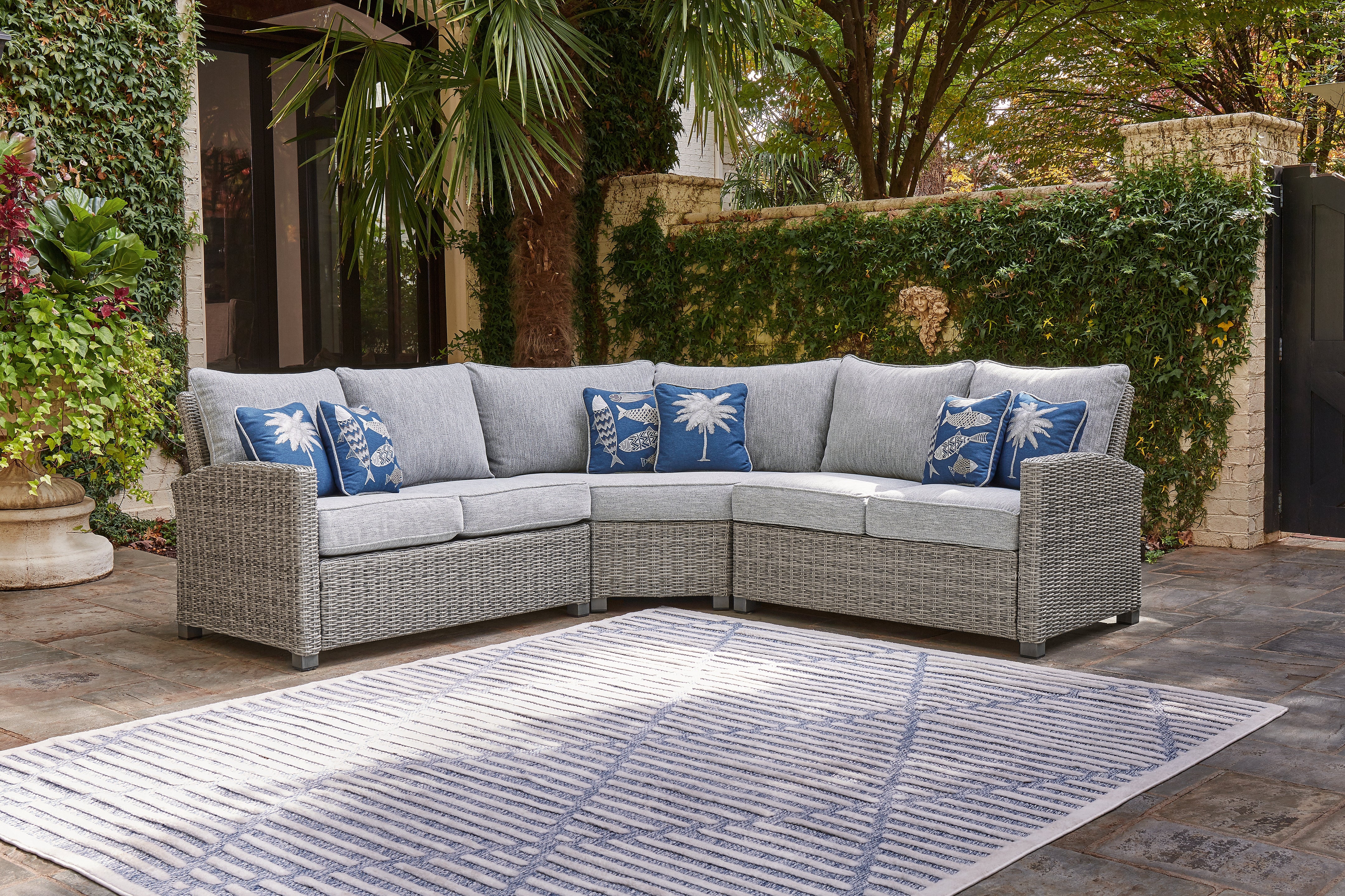 A2Z Furniture - Ashley Furniture - Naples Beach Outdoor - 3-Piece Outdoor Sectional / Light Gray - P439P1