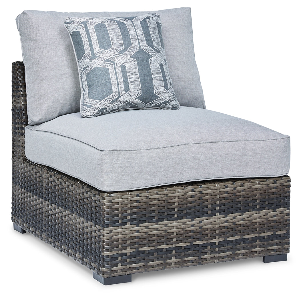 A2Z Furniture - Ashley Furniture - Harbor Court Outdoor - Armless Chair w/Cushion (Set of 2) / Gray - P459-846