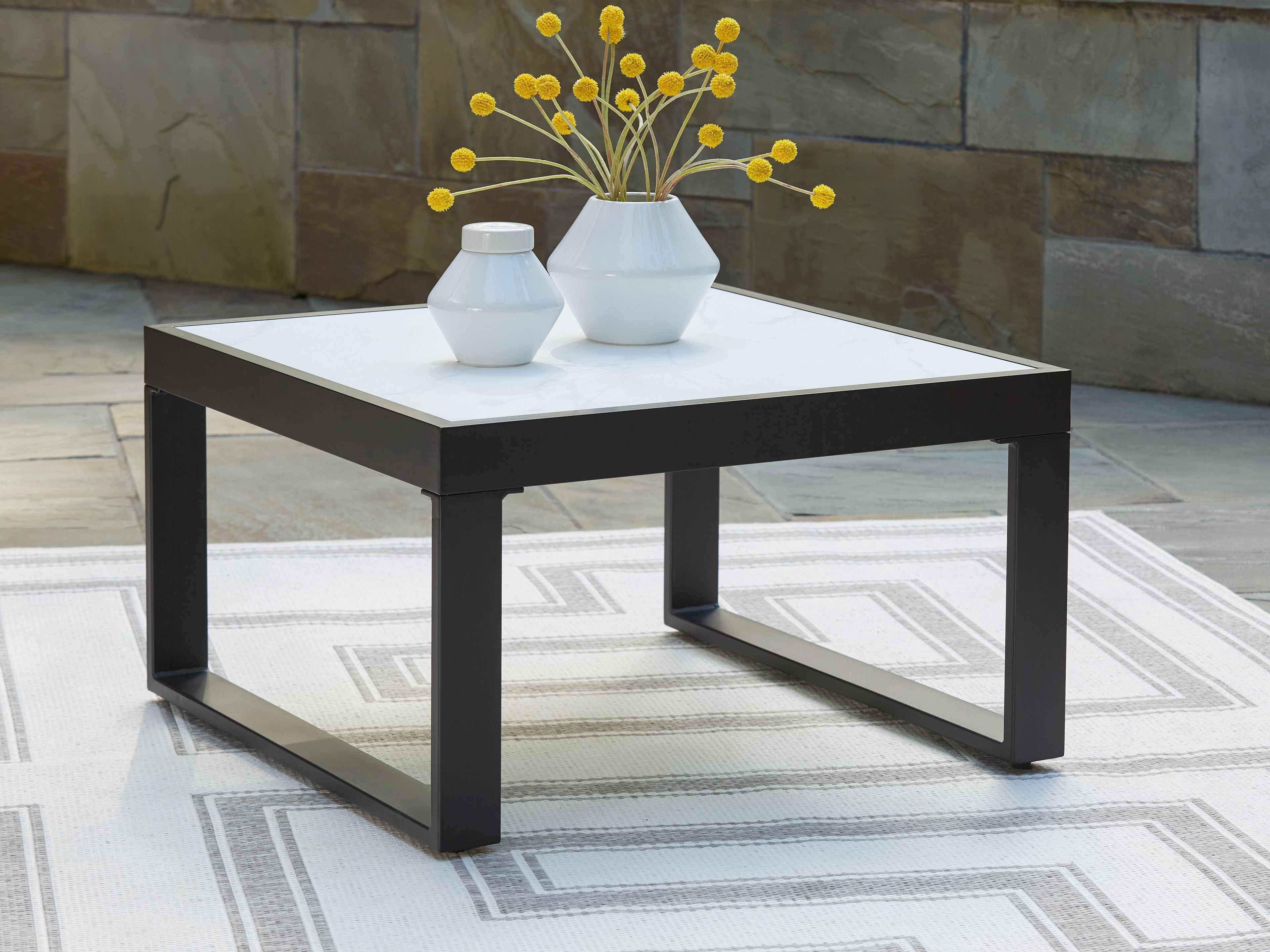 A2Z Furniture - Ashley Furniture - Beachloft Outdoor - Square Cocktail Table / Black/Gray - P490-708