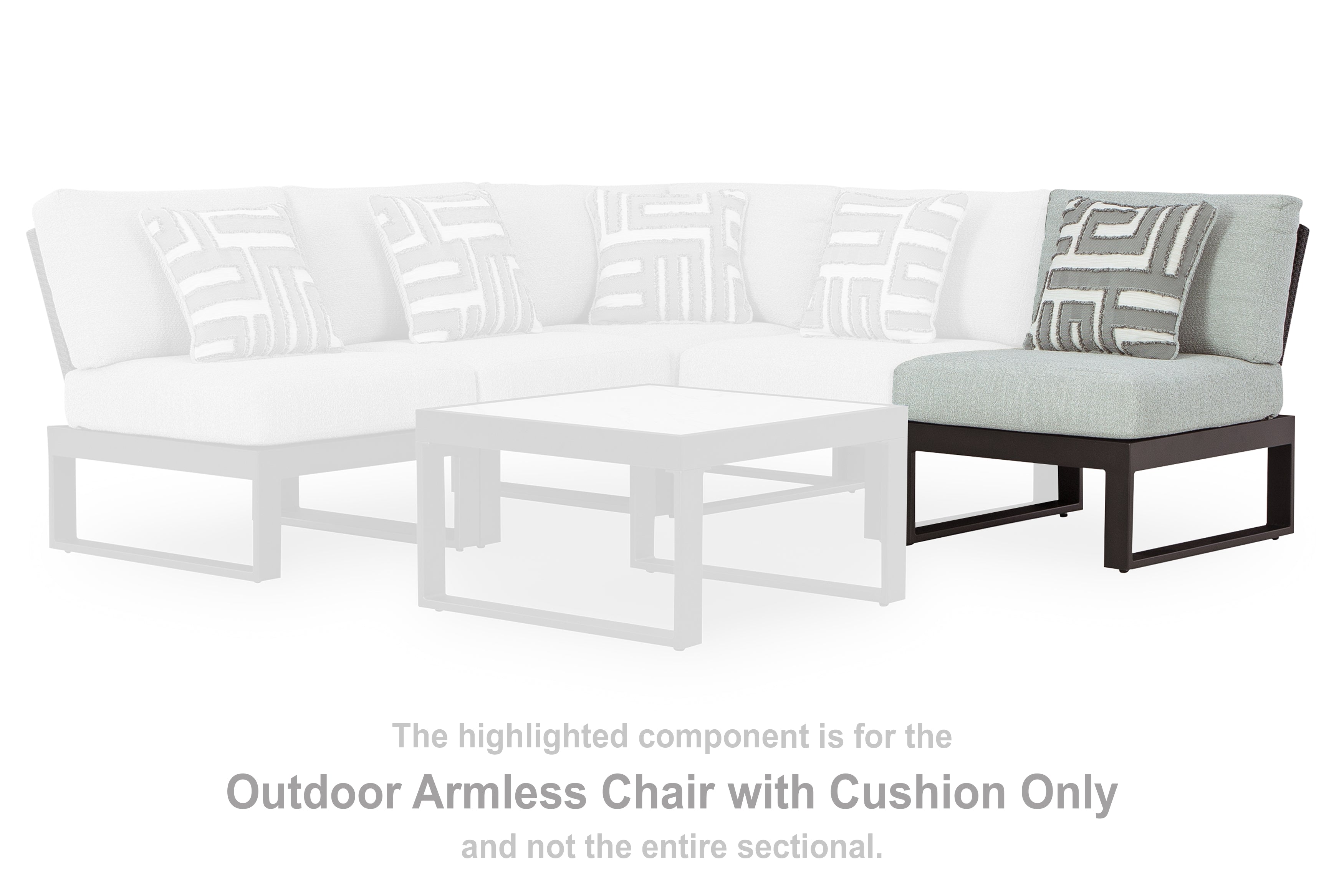 A2Z Furniture - Ashley Furniture - Beachloft Outdoor - Armless Chair w/Cushion / Black/Gray - P490-846