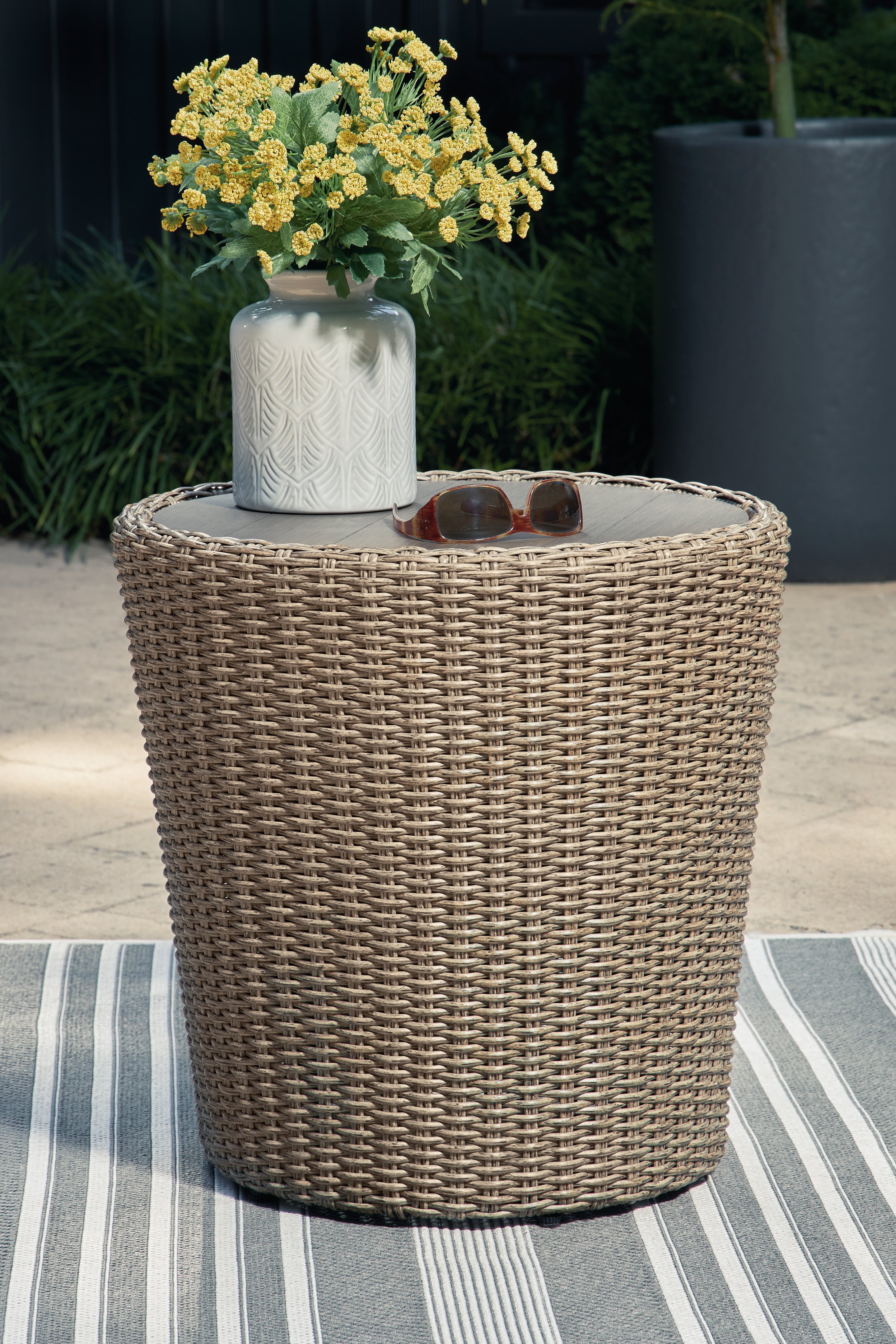 A2Z Furniture - Ashley Furniture - Danson Outdoor - Round End Table / Beige - P505-706