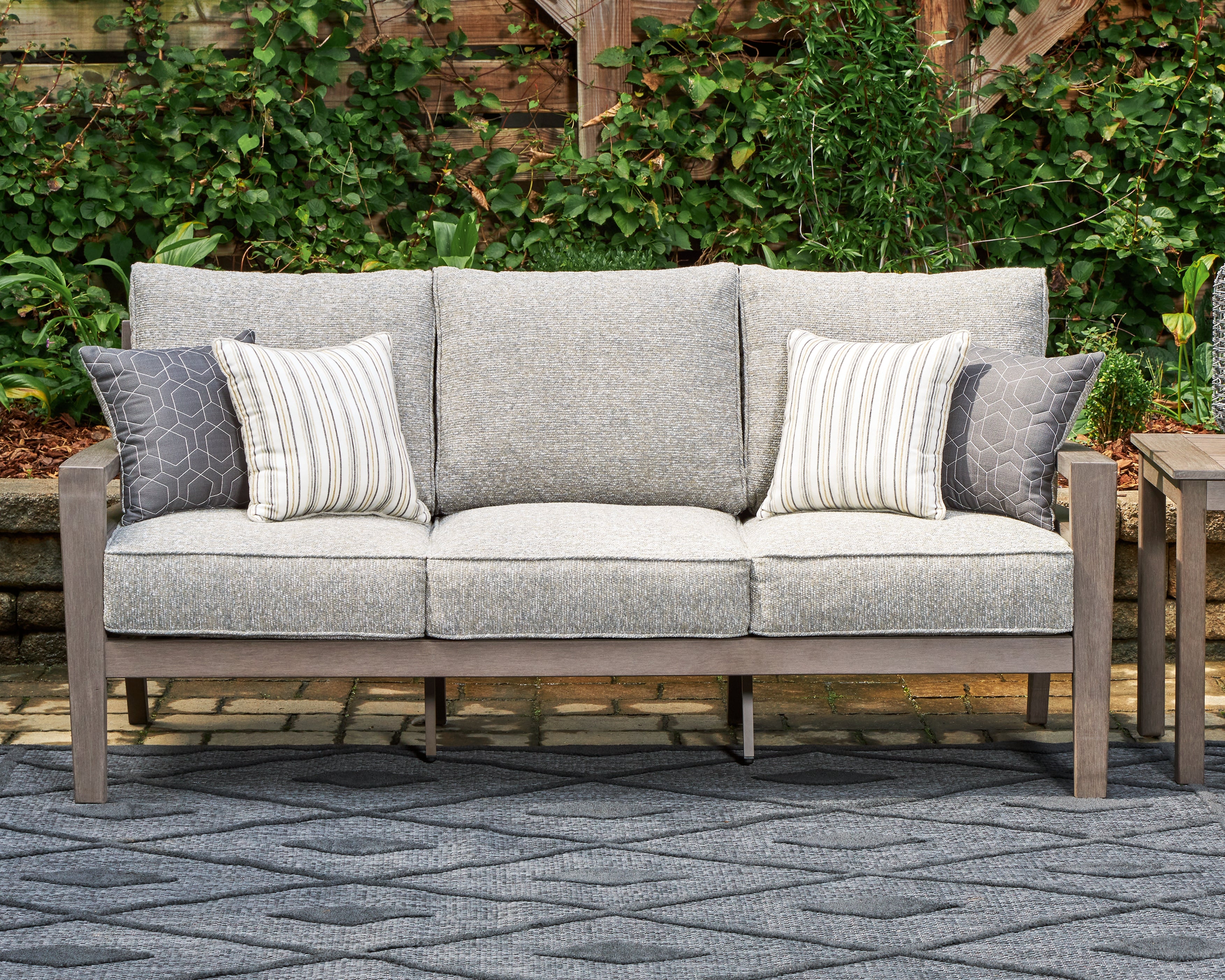 A2Z Furniture - Ashley Furniture - Hillside Barn Outdoor - Sofa with Cushion / Gray/Brown - P564-838
