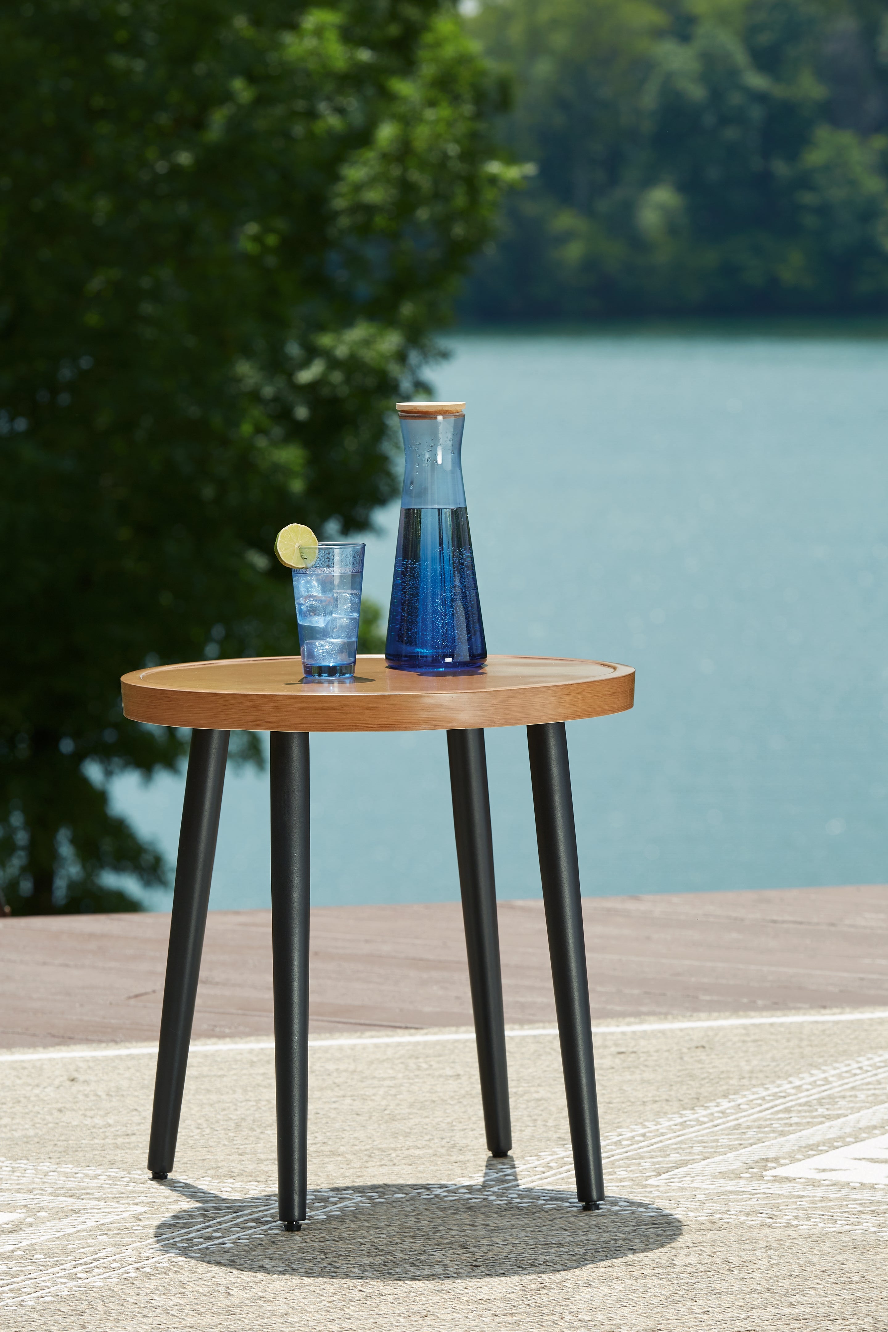A2Z Furniture - Ashley Furniture - Horizon Hall Outdoor - Round End Table / Two-tone Brown - P572-706