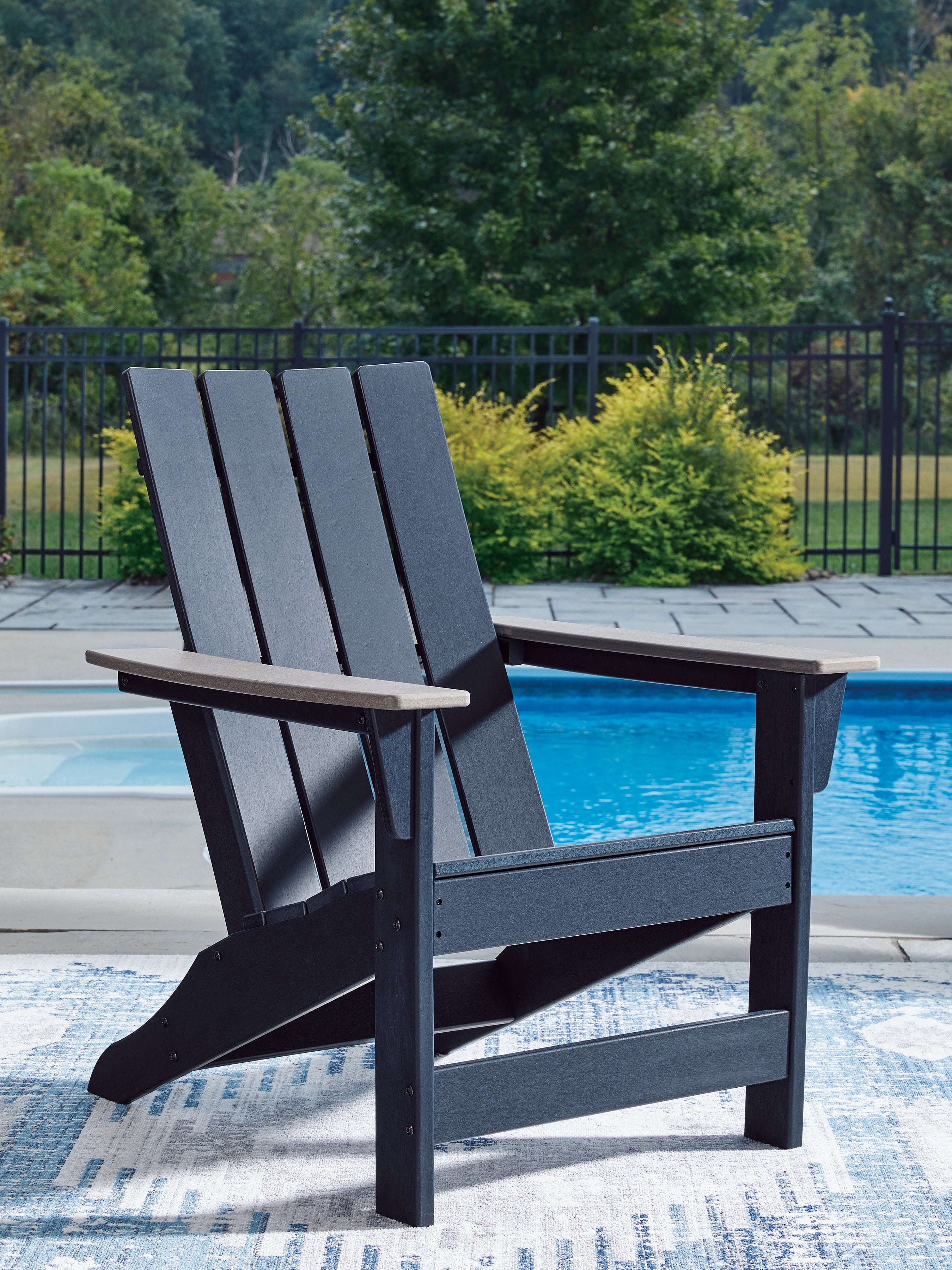 A2Z Furniture - Ashley Furniture - East Beach Outdoor - Adirondack Chair / Navy Blue/Driftwood - PCP587-898