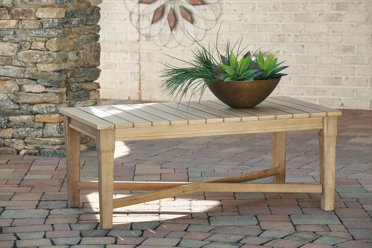 A2Z Furniture - Ashley Furniture - Carter Hall Outdoor - Rectangular Cocktail Table / Beige - P601-701
