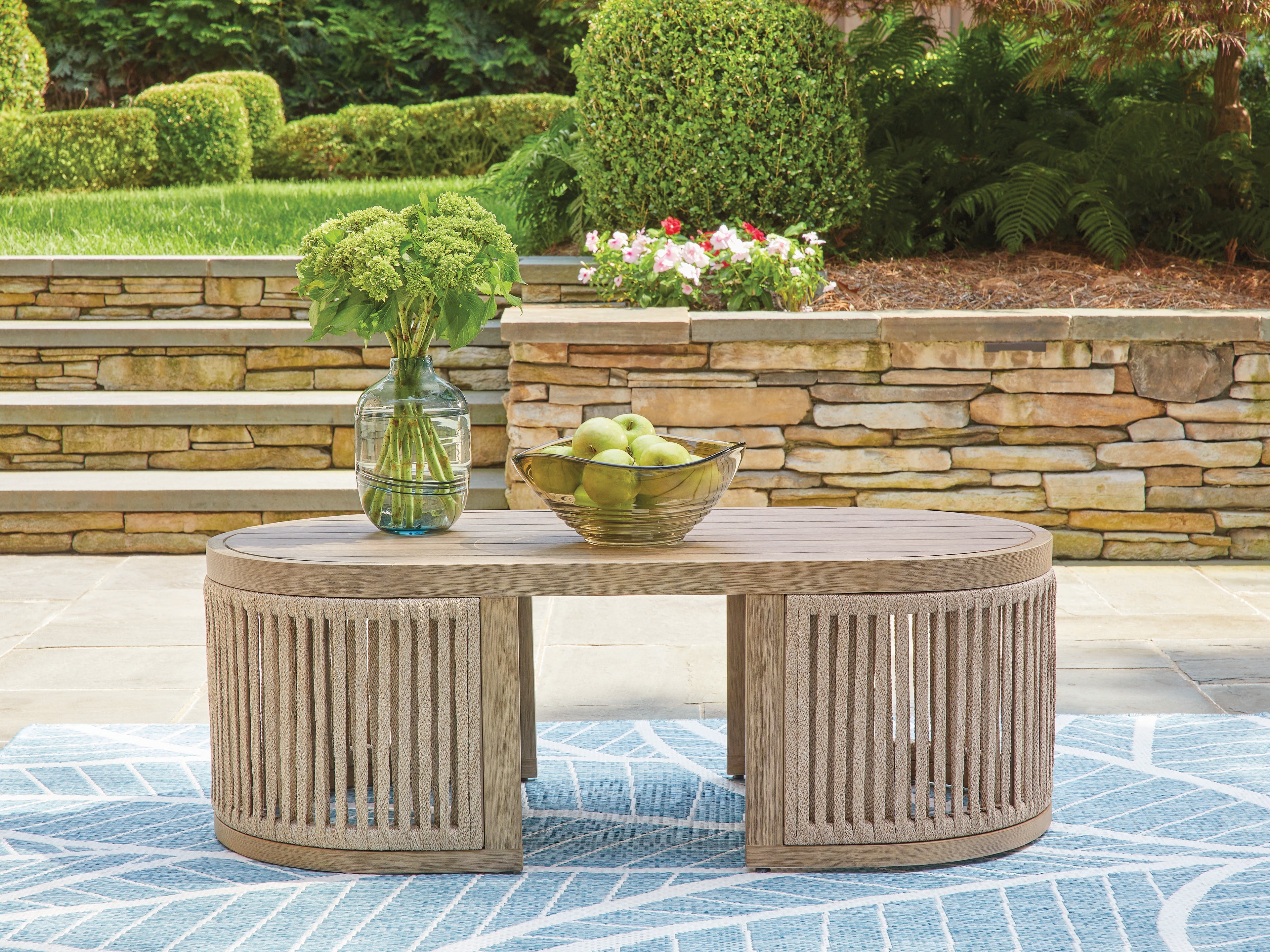 A2Z Furniture - Ashley Furniture - Serena Shores Outdoor - Rectangular Cocktail Table / Beige - PCP604-701