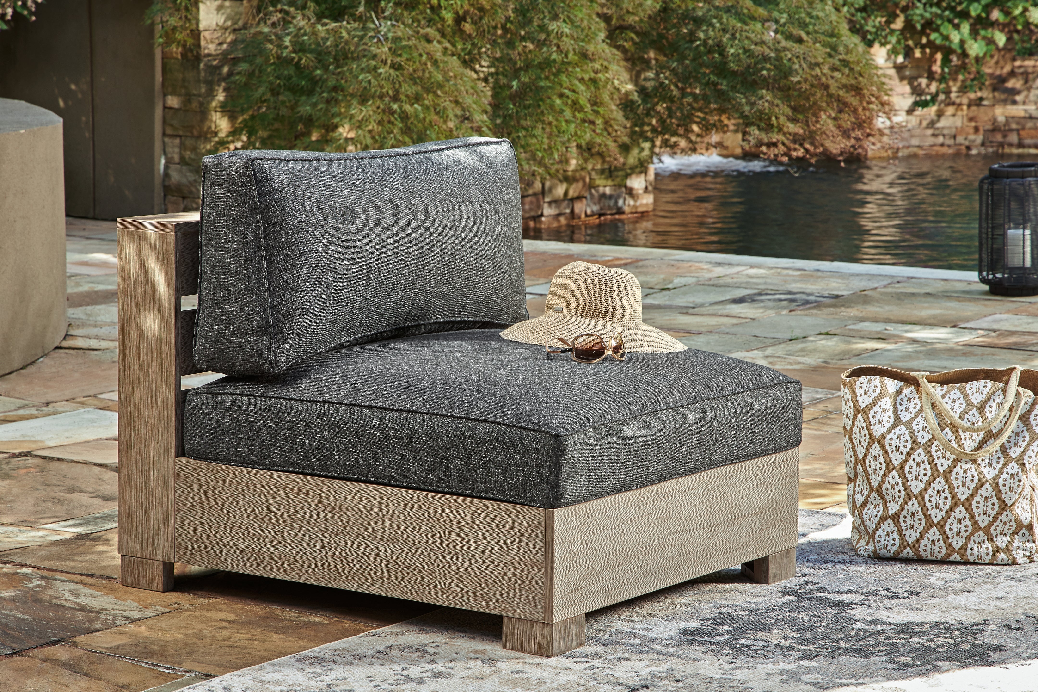 A2Z Furniture - Ashley Furniture - Citrine Park Outdoor - Armless Chair w/Cushion (1/CN) / Brown/Charcoal - P660-846