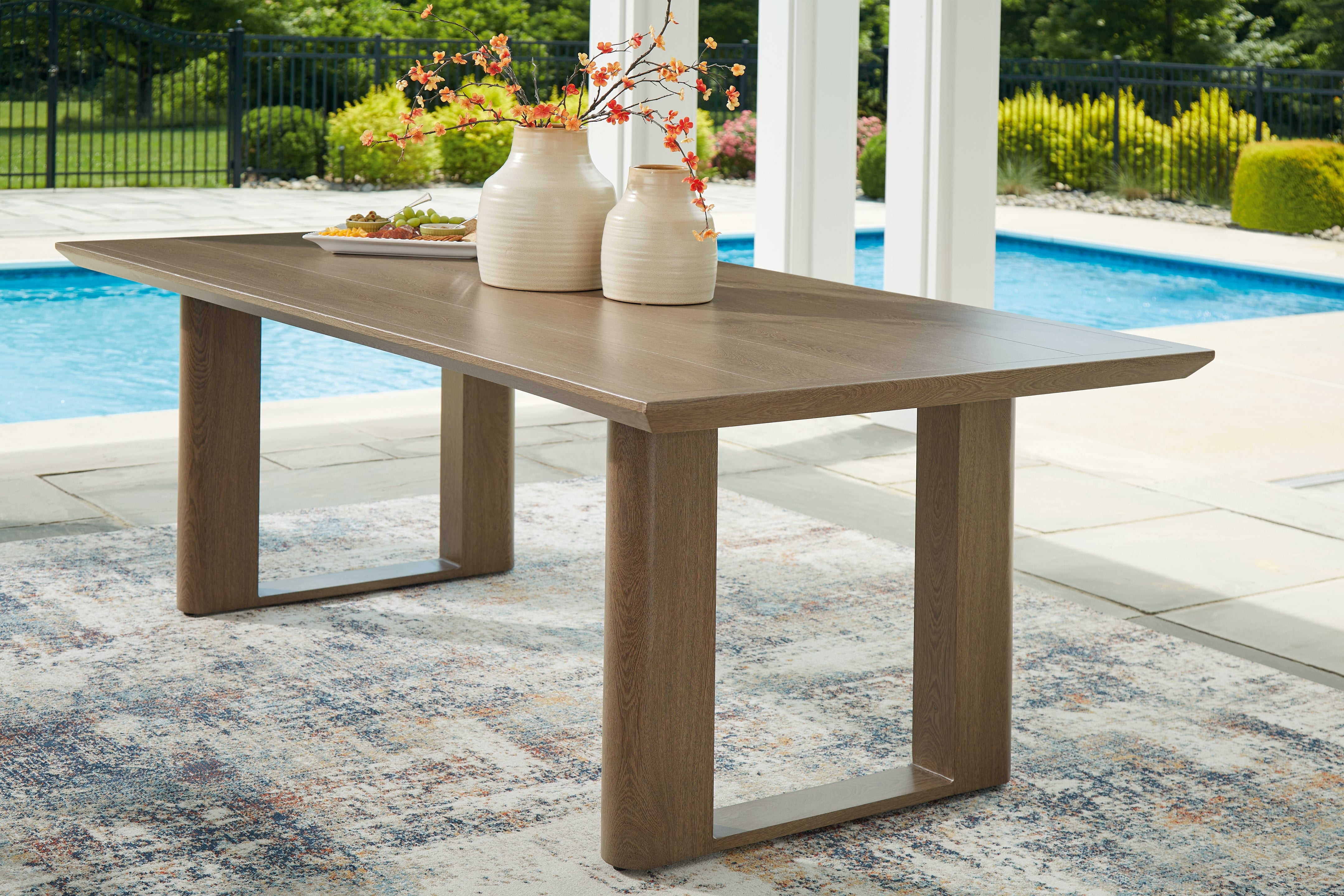 A2Z Furniture - Ashley Furniture - Serene Bay Outdoor - RECT Dining Table w/UMB OPT / Dark Brown - P671-625