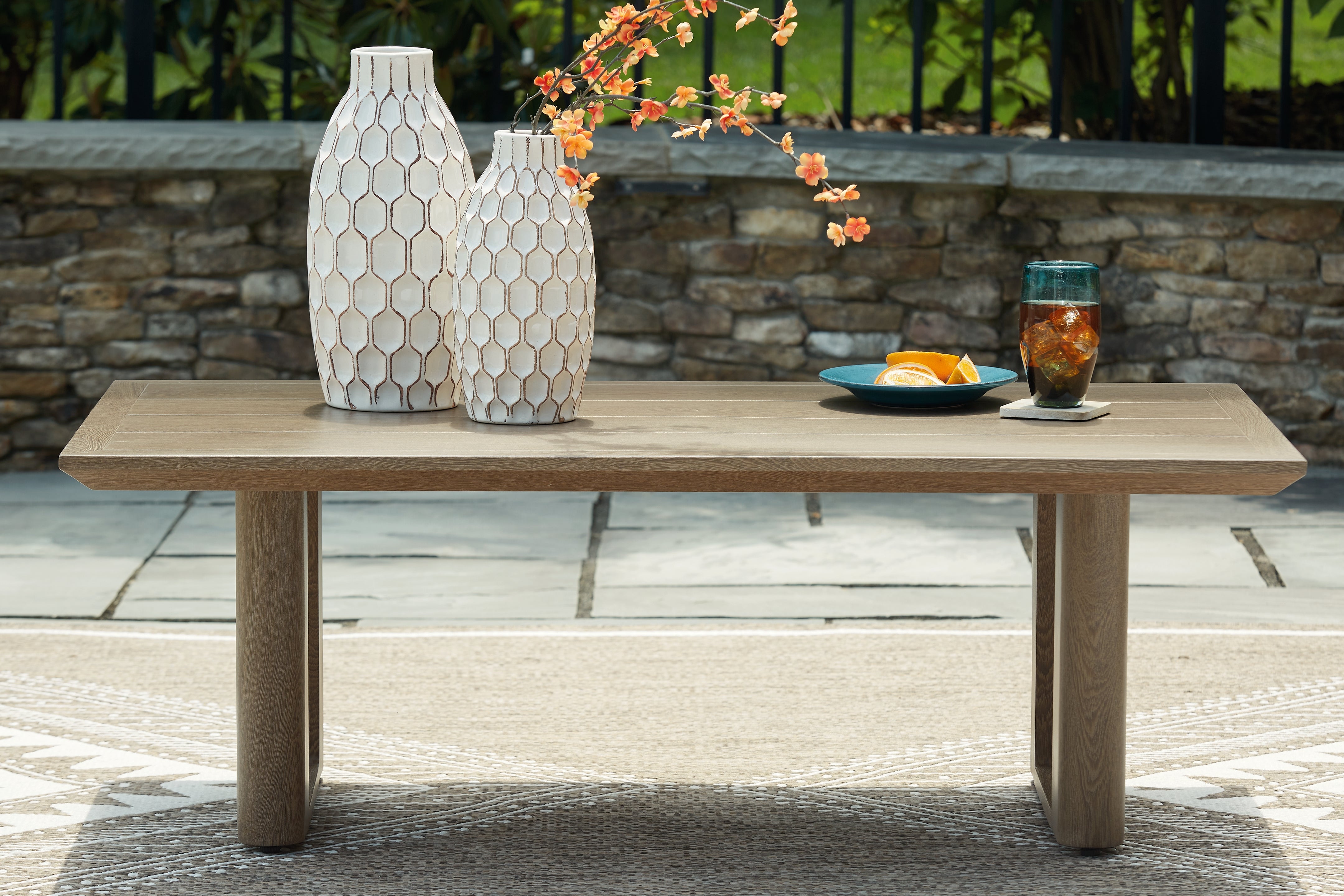 A2Z Furniture - Ashley Furniture - Serene Bay Outdoor - Rectangular Cocktail Table / Dark Brown - P671-701