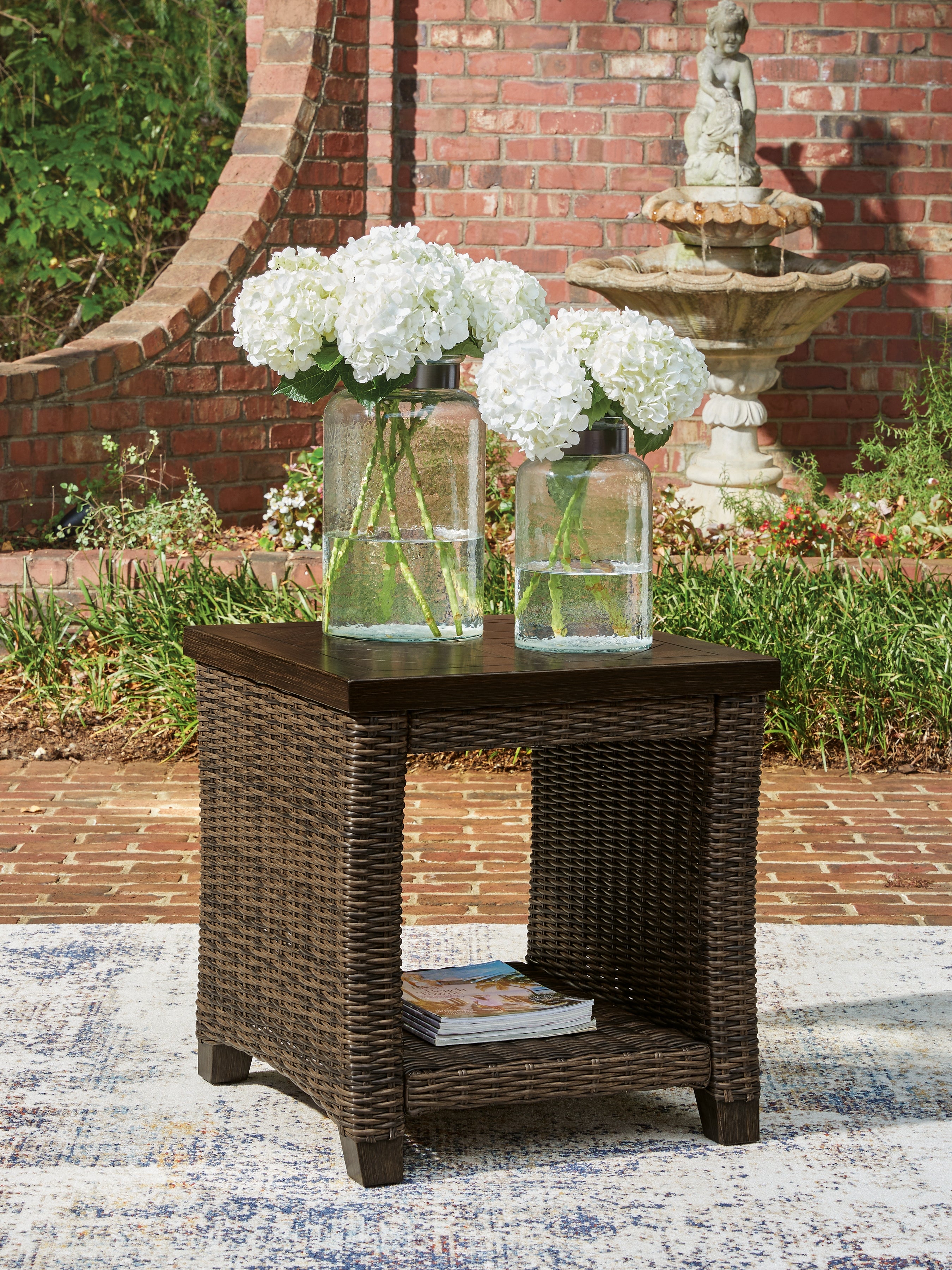 A2Z Furniture - Ashley Furniture - Monterey Point Outdoor - Square End Table / Dark Brown - PCP760-702