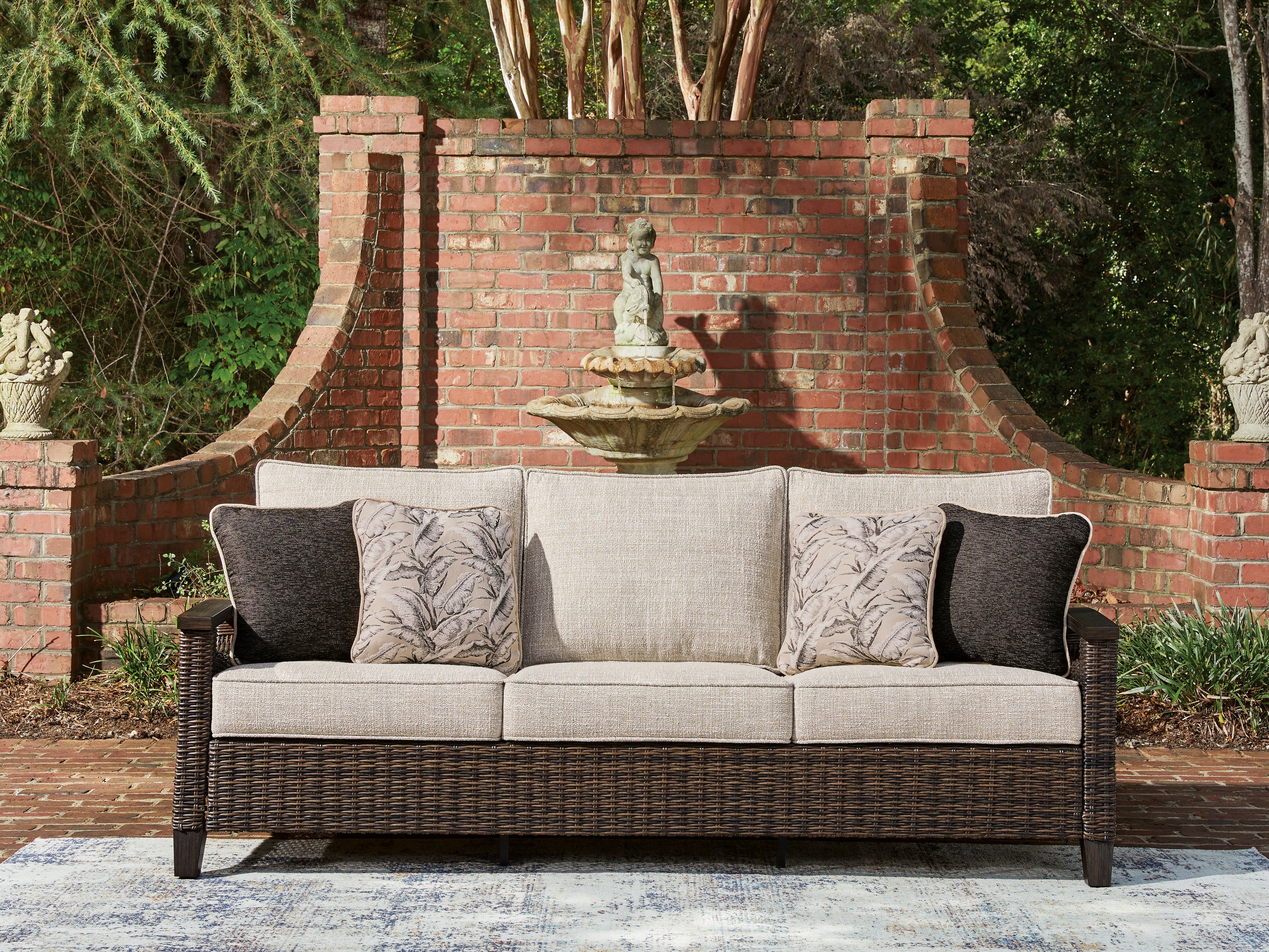 A2Z Furniture - Ashley Furniture - Monterey Point Outdoor - Sofa with Cushion / Dark Brown - PCP760-838