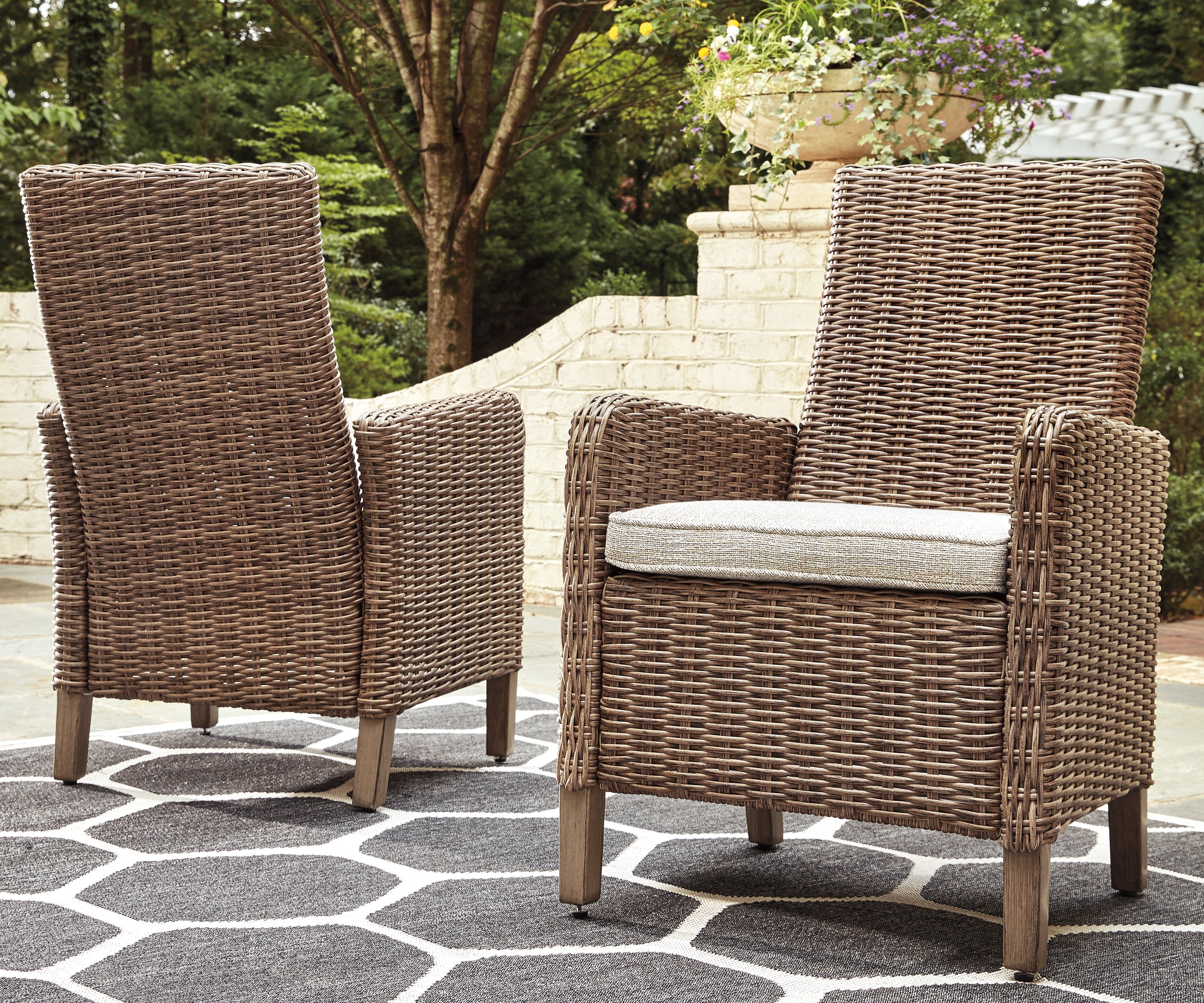 A2Z Furniture - Ashley Furniture - Beachcroft Outdoor - Arm Chair With Cushion (Set of 2) / Beige - P791-601A