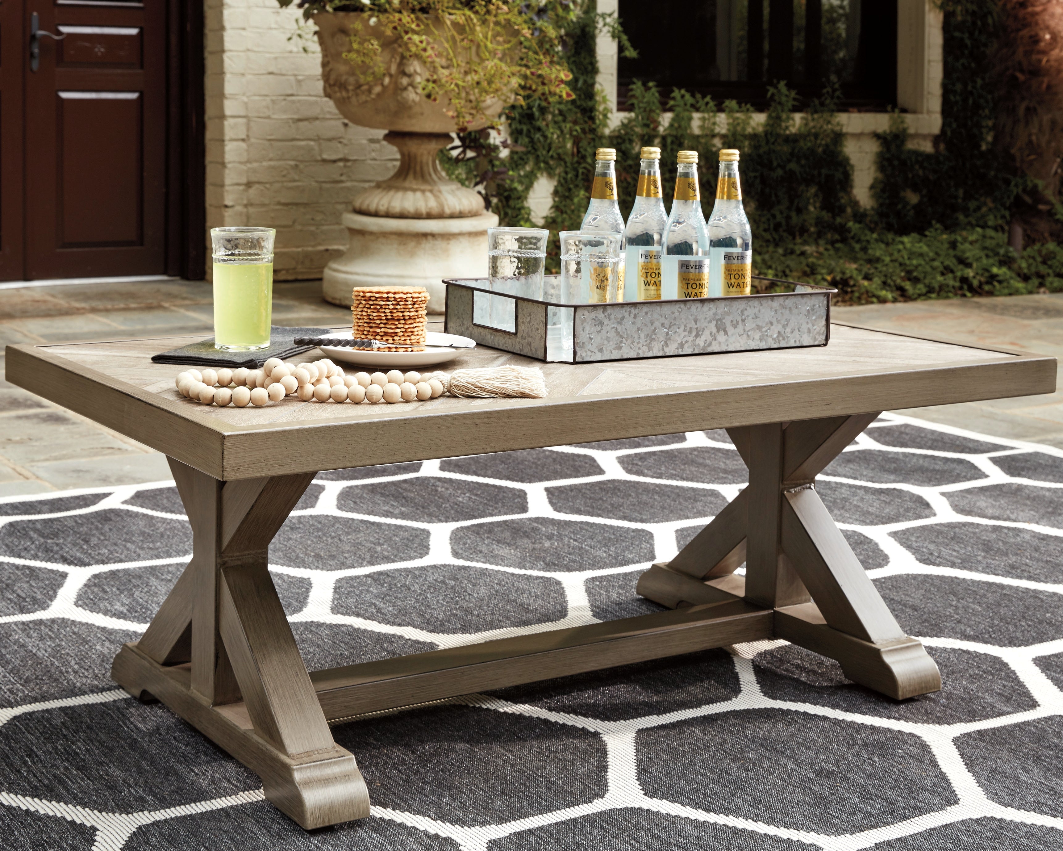 A2Z Furniture - Ashley Furniture - Beachcroft Outdoor - Rectangular Cocktail Table / Beige - P791-701