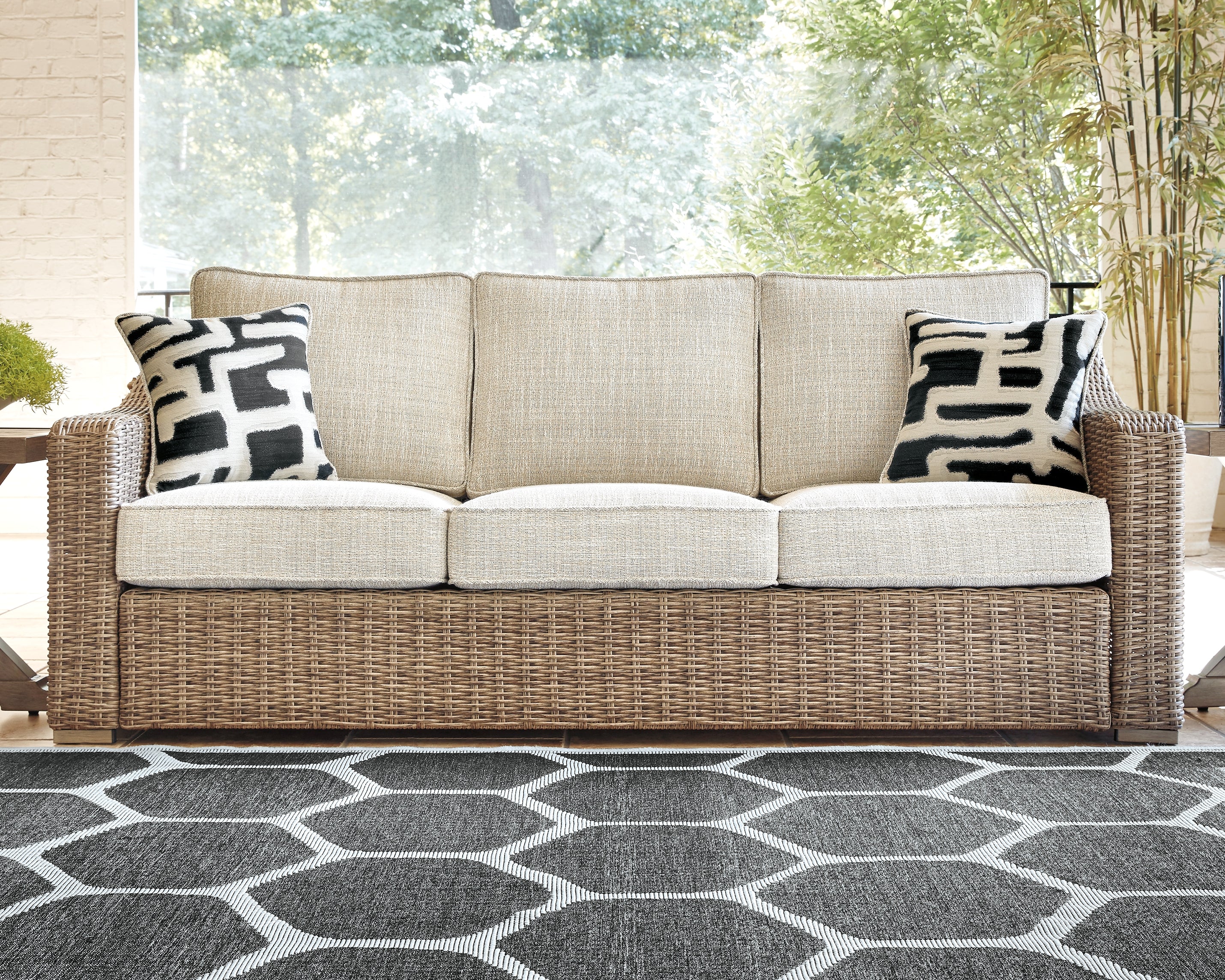 A2Z Furniture - Ashley Furniture - Beachcroft Outdoor - Sofa with Cushion / Beige - P791-838