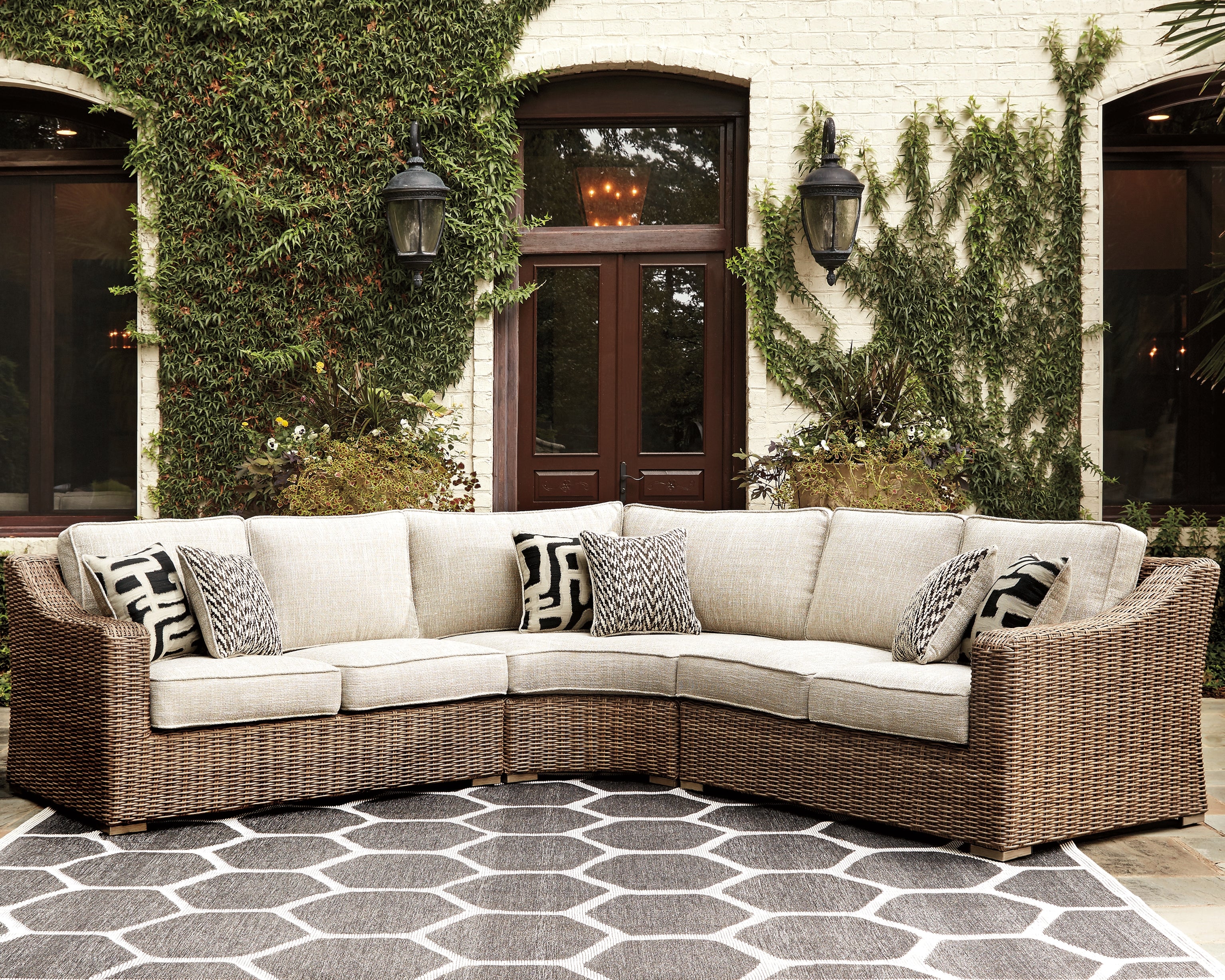 A2Z Furniture - Ashley Furniture - Beachcroft Outdoor - 3-Piece Outdoor Seating Set / Beige - P791P6