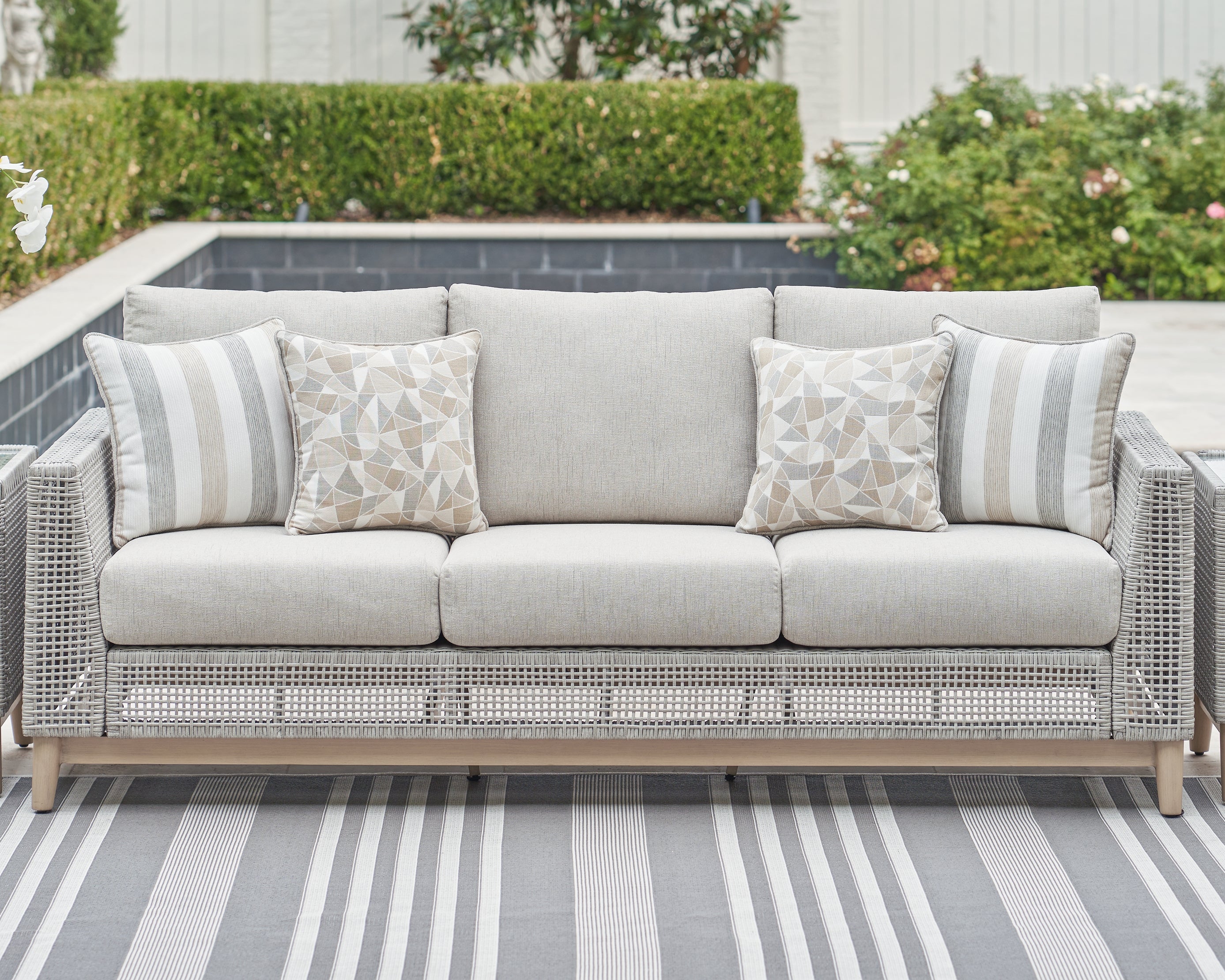 A2Z Furniture - Ashley Furniture - Seton Creek Outdoor - Sofa with Cushion / Gray - P798-838