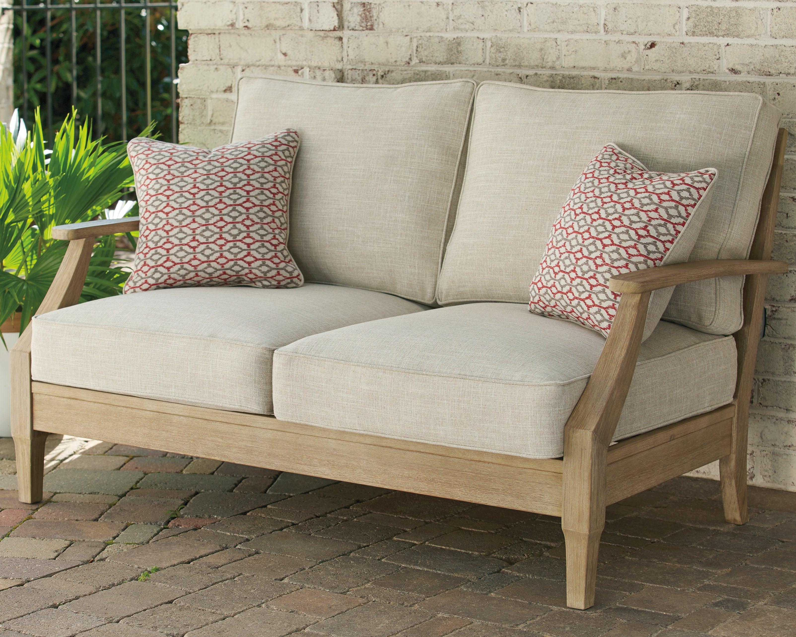 A2Z Furniture - Ashley Furniture - Clare View Outdoor - Loveseat w/Cushion / Beige - P801-835