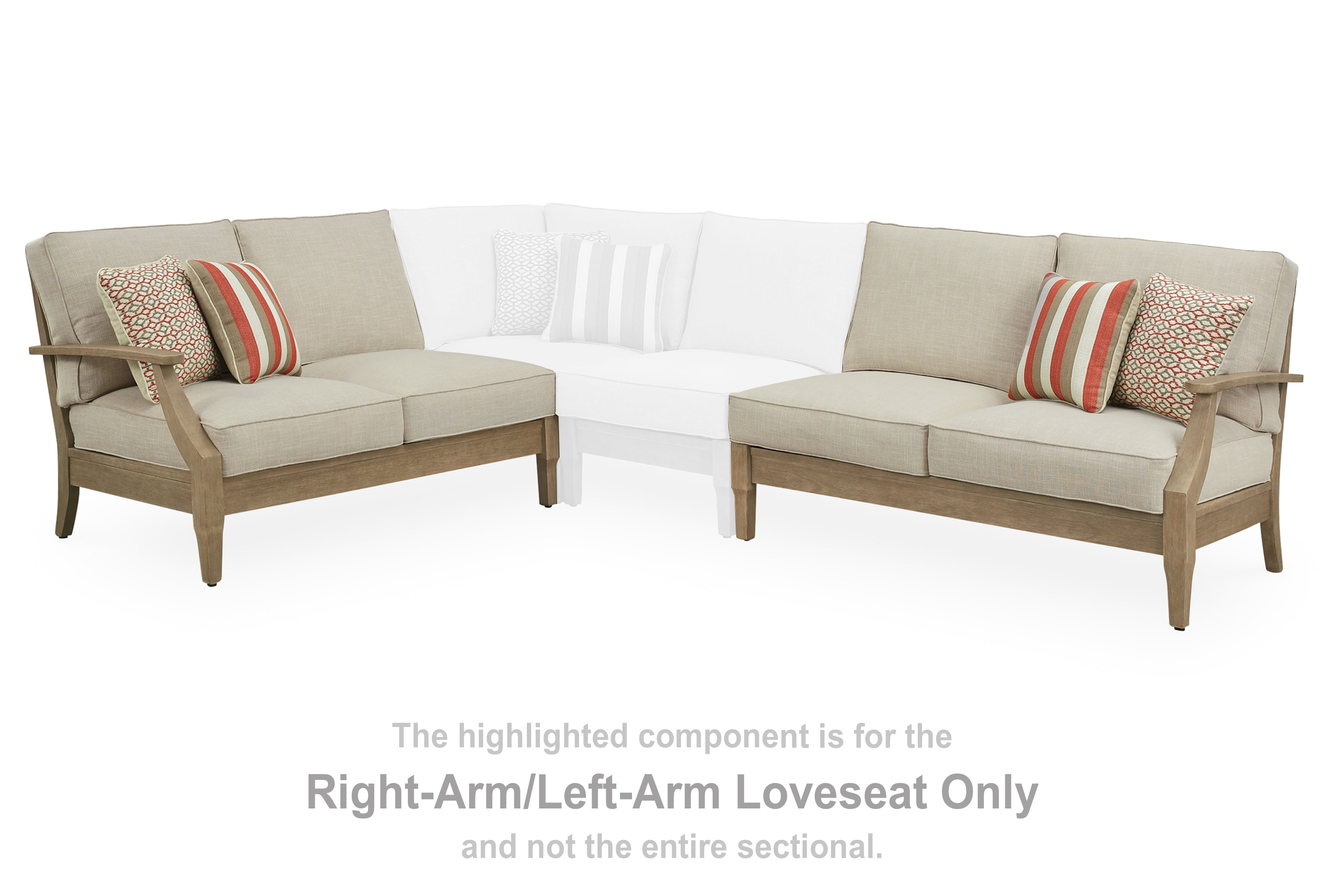 A2Z Furniture - Ashley Furniture - Clare View Outdoor - RAF/LAF Loveseat w/CUSH (Set of 2) / Beige - P801-854