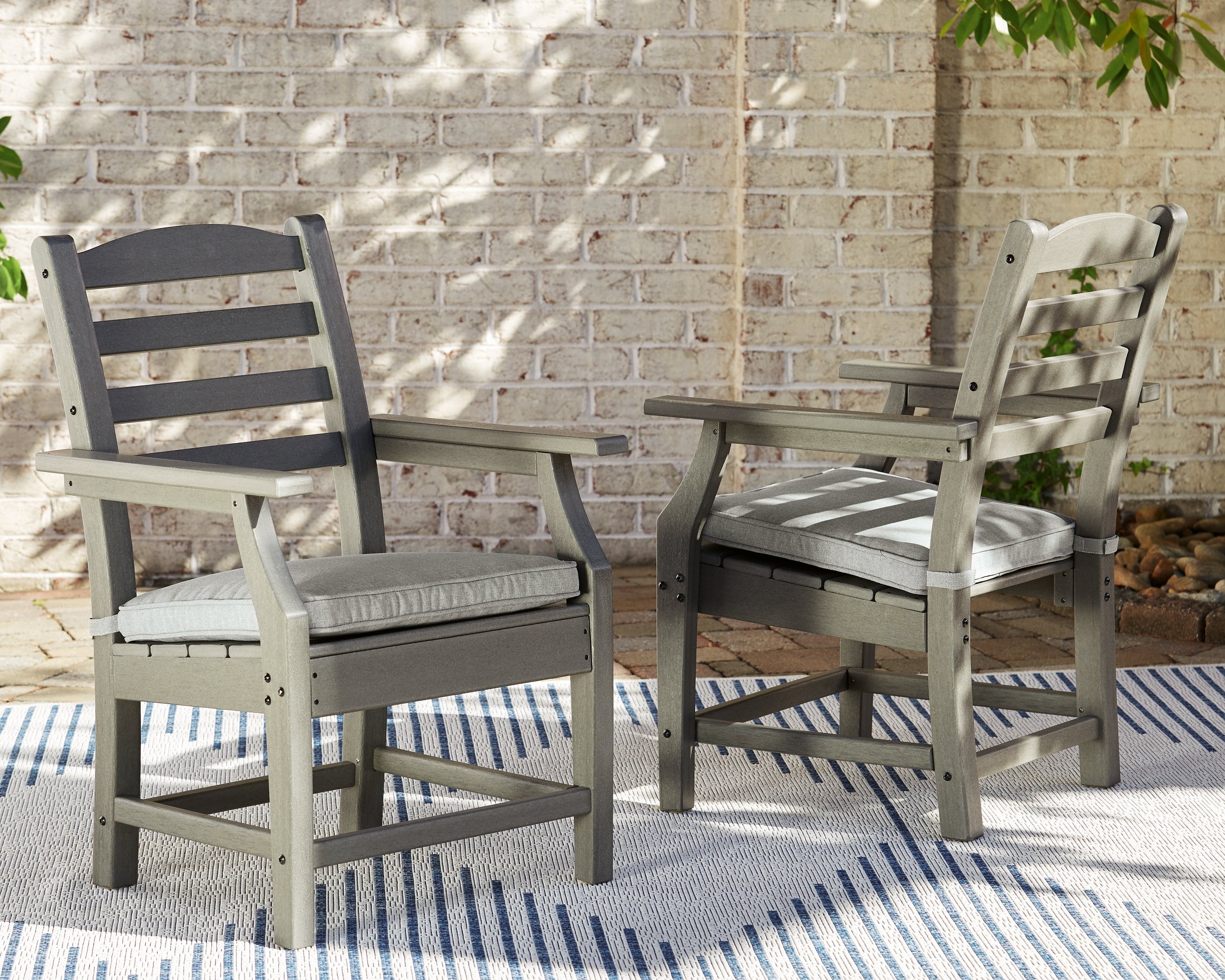 A2Z Furniture - Ashley Furniture - Visola Outdoor - Arm Chair With Cushion (Set of 2) / Gray - P802-601A