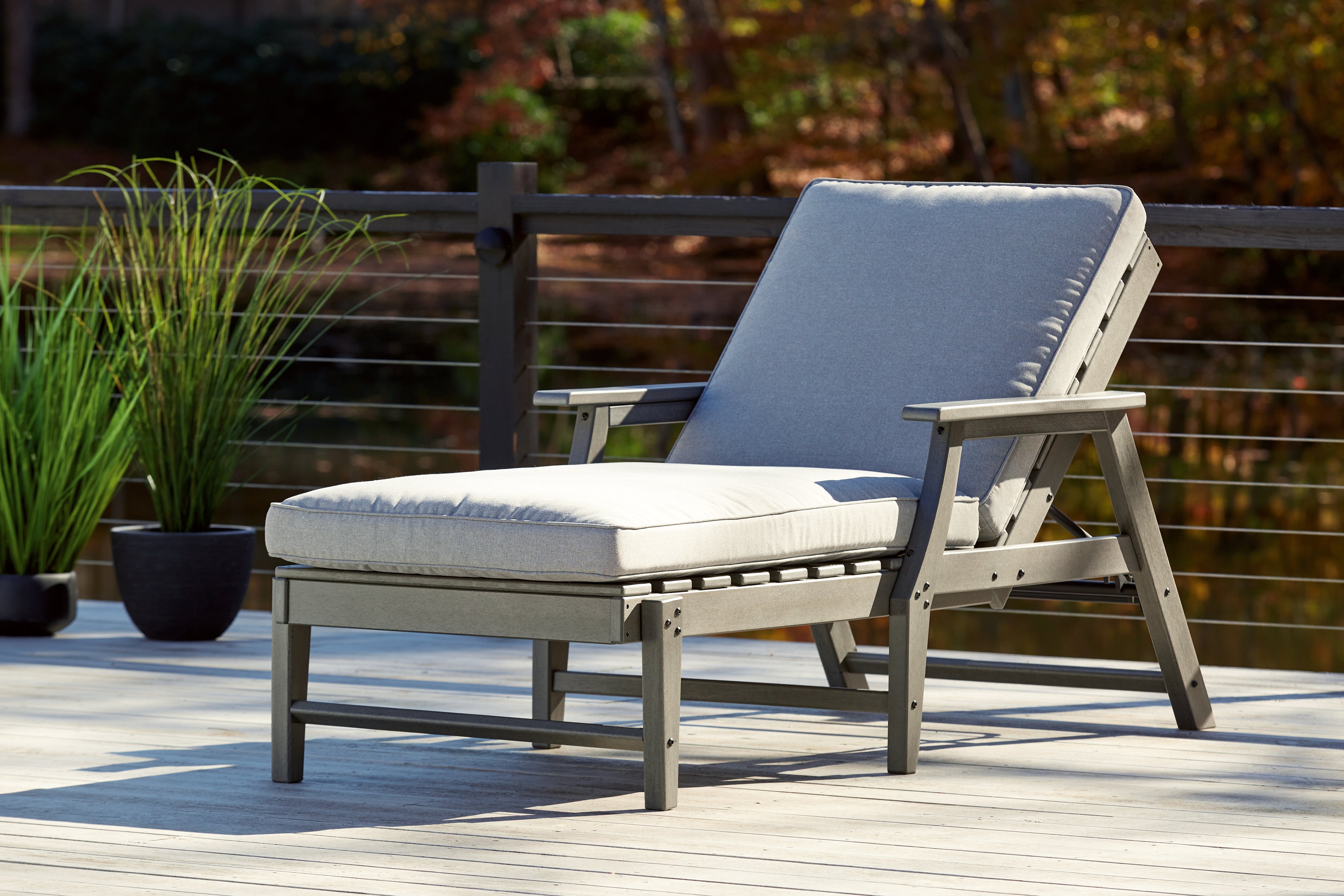 A2Z Furniture - Ashley Furniture - Visola Outdoor - Chaise Lounge with Cushion / Gray - P802-815