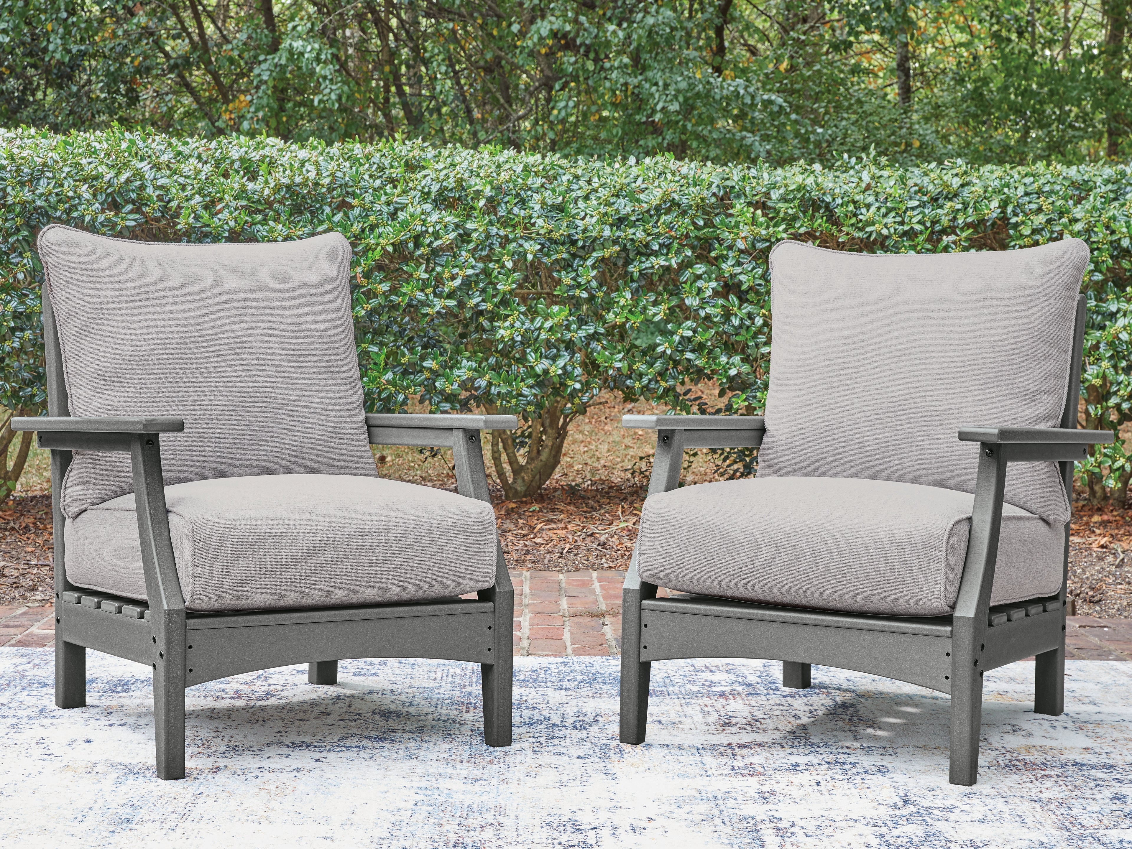 A2Z Furniture - Ashley Furniture - Cove Beach Outdoor - Lounge Chair w/Cushion (Set of 2) / Gray - PCP803-820