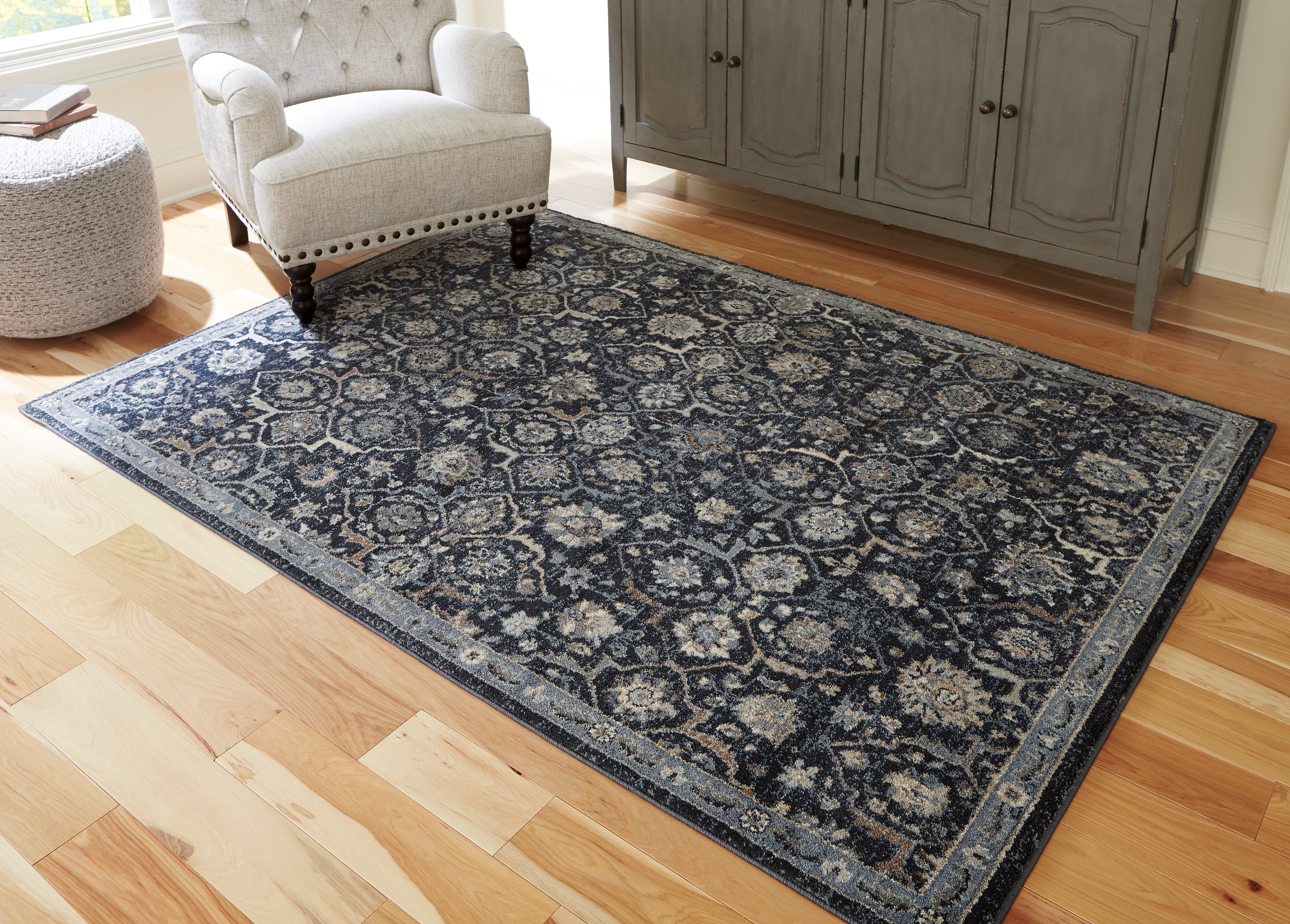 A2Z Furniture - Ashley Furniture - Hilcott Rug - 5'3" x 7'3" Rug / Blue/Cream/Brown - R406112