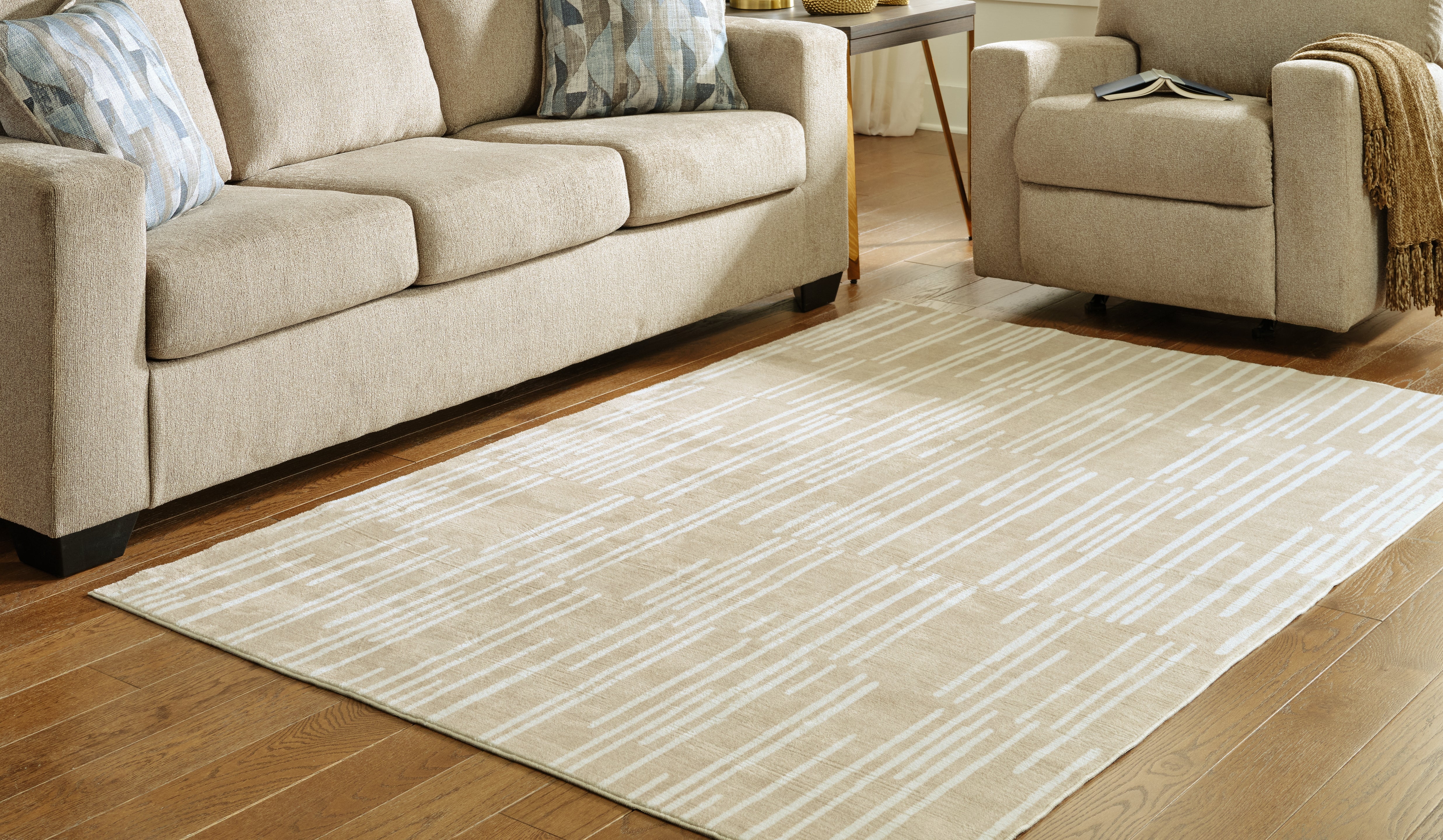 A2Z Furniture - Ashley Furniture - Ardenville Rug - 5' x 7'1" Washable Rug / Tan/Cream - R406212