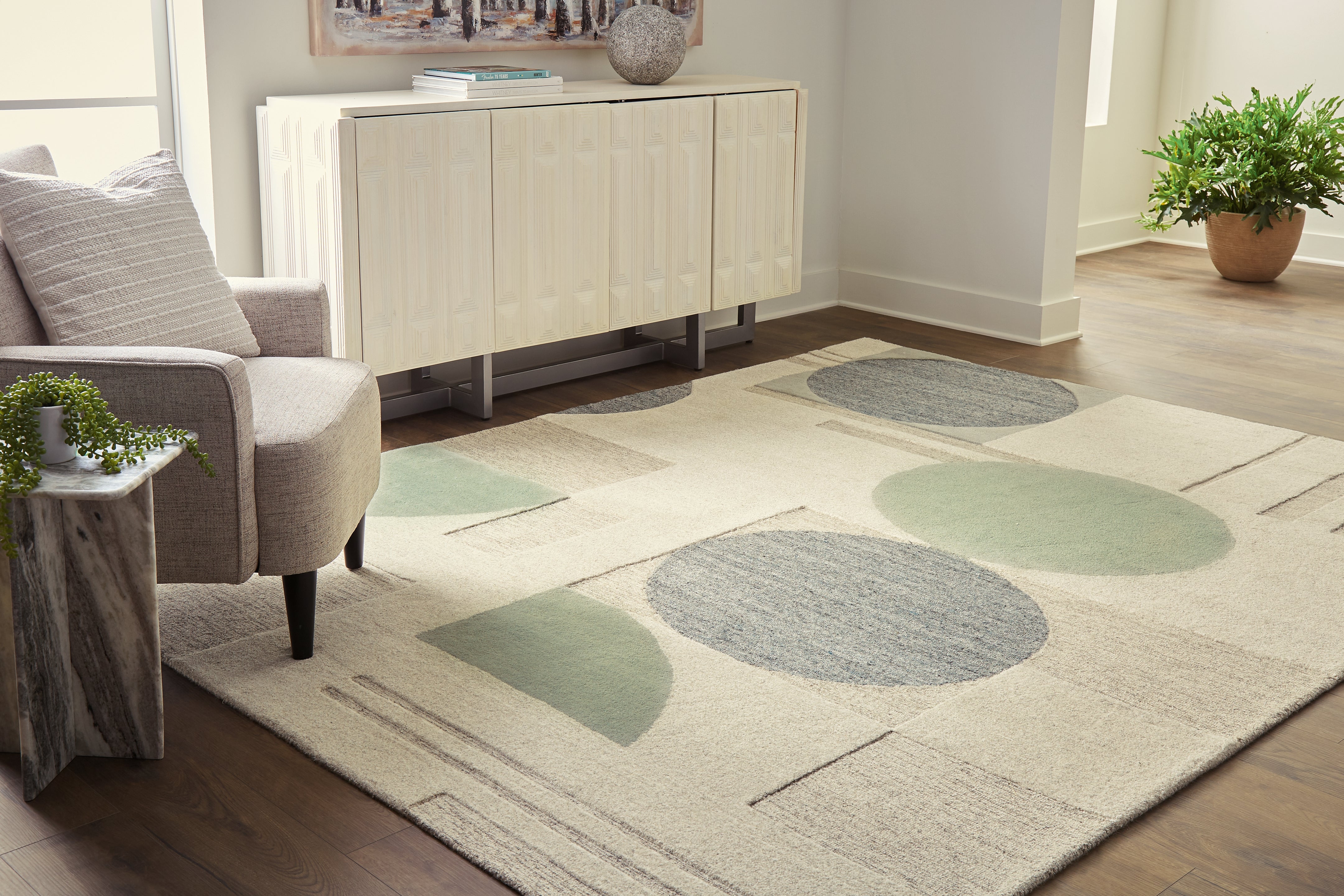 A2Z Furniture - Ashley Furniture - Dallane Rug - 8' x 10' Rug / Linen/Blue/Green - R406351