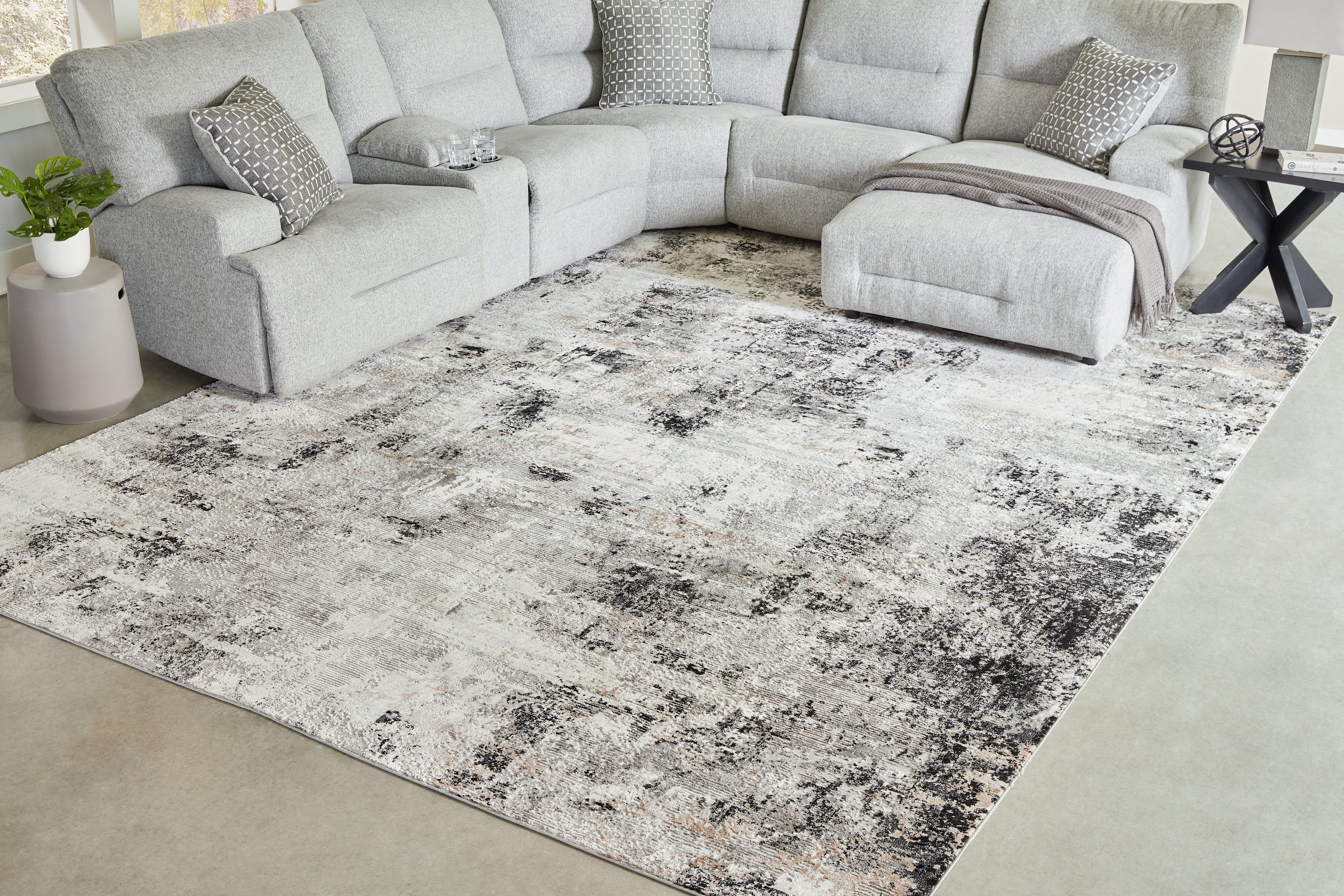 A2Z Furniture - Ashley Furniture - Langwell Rug - 10' x 14' Rug / Black/Gray/White - R406780