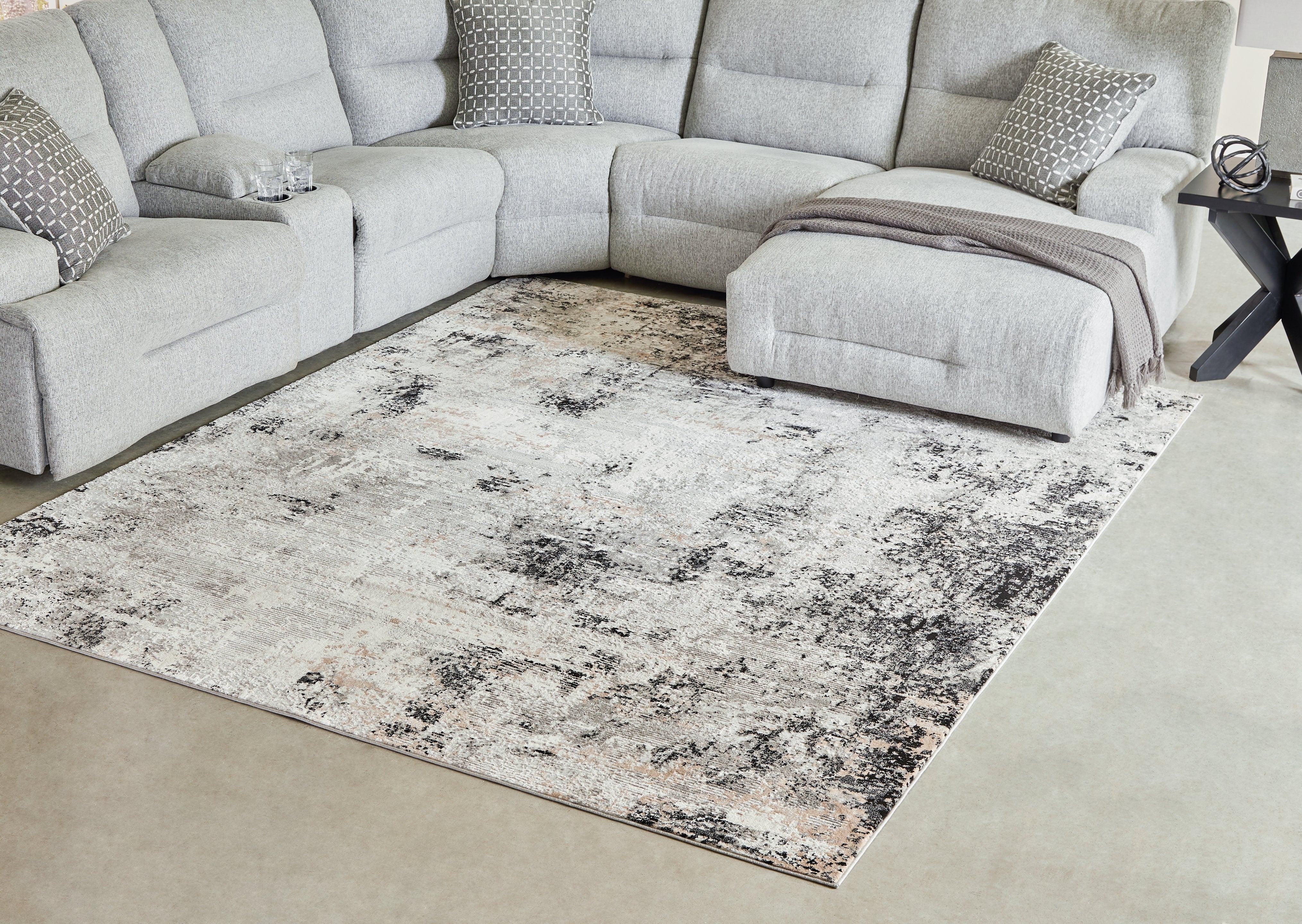 A2Z Furniture - Ashley Furniture - Langwell Rug - 10' x 14' Rug / Black/Gray/White - R406780
