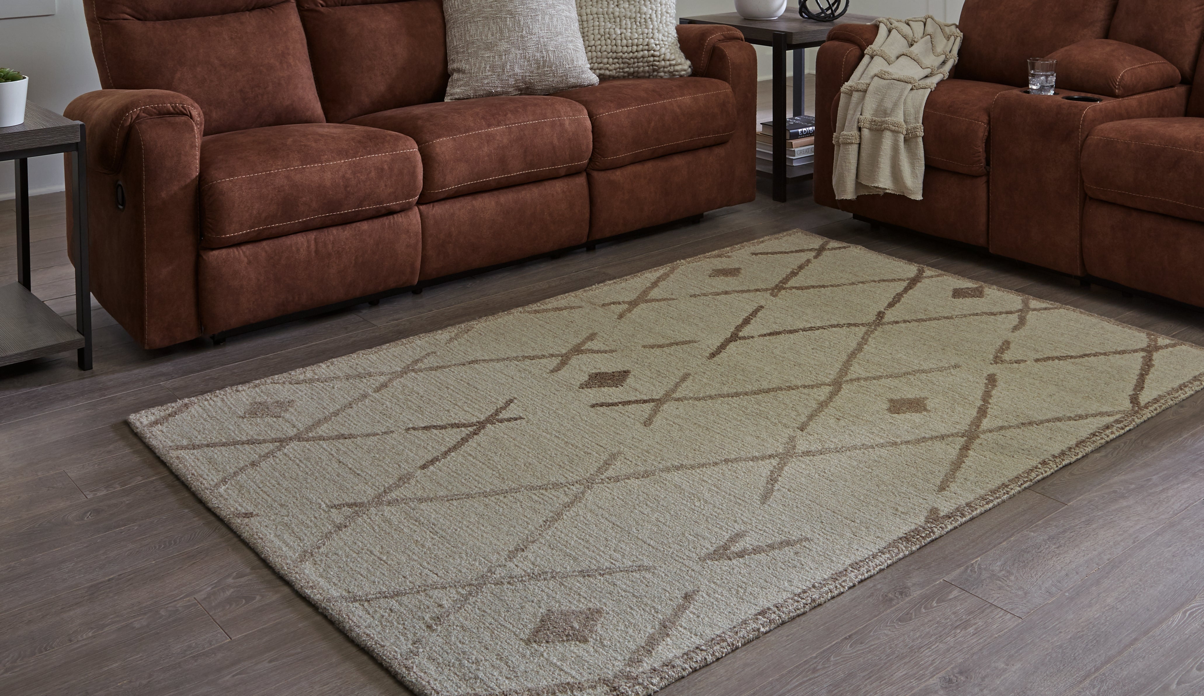 A2Z Furniture - Ashley Furniture - Guyford Rug - 5' x 7' Rug / Beige/Brown - R406872