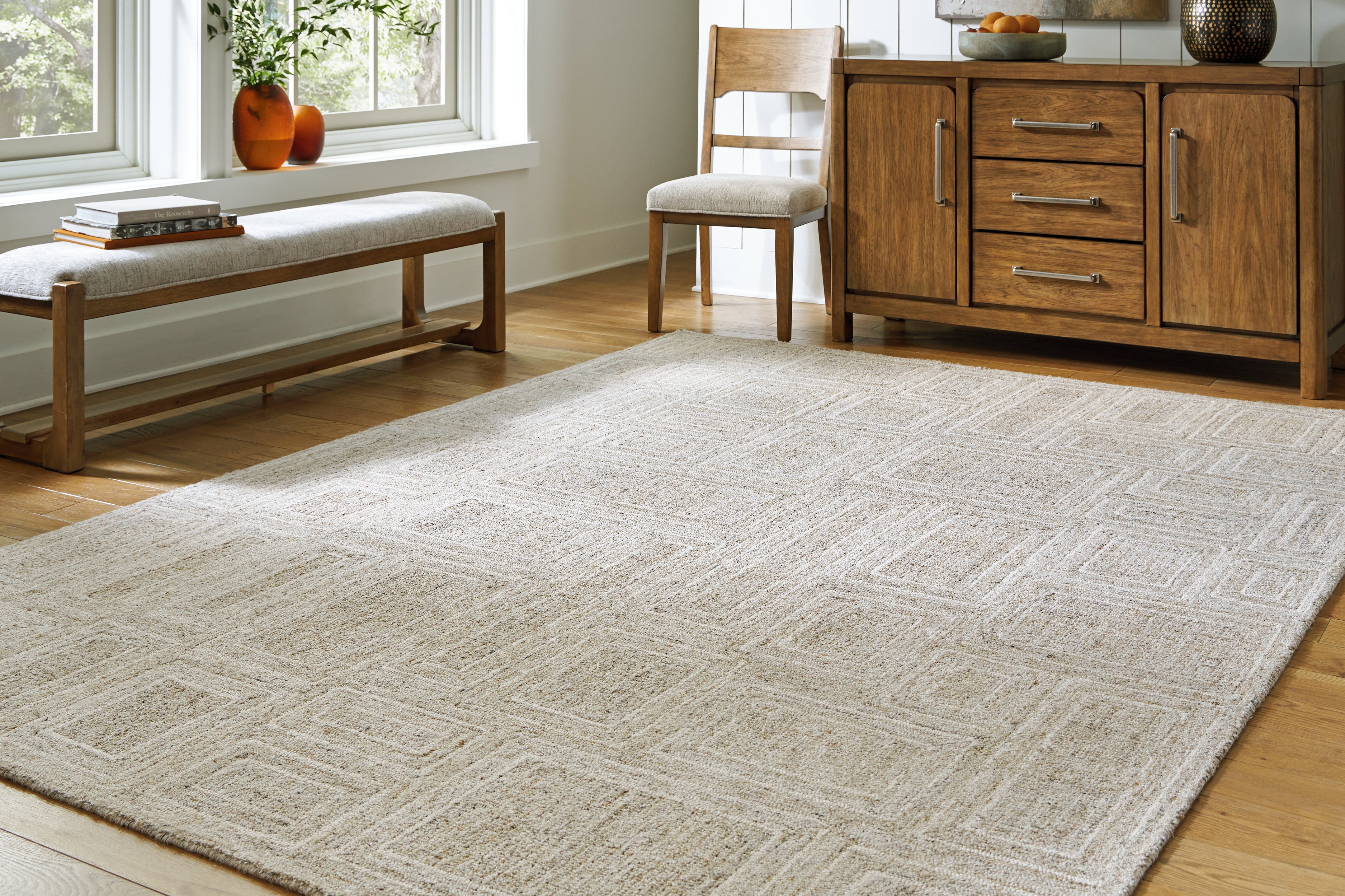 A2Z Furniture - Ashley Furniture - Brickburgh Rug - 8' x 10' Rug / Gray/Ivory/Honey - R406901