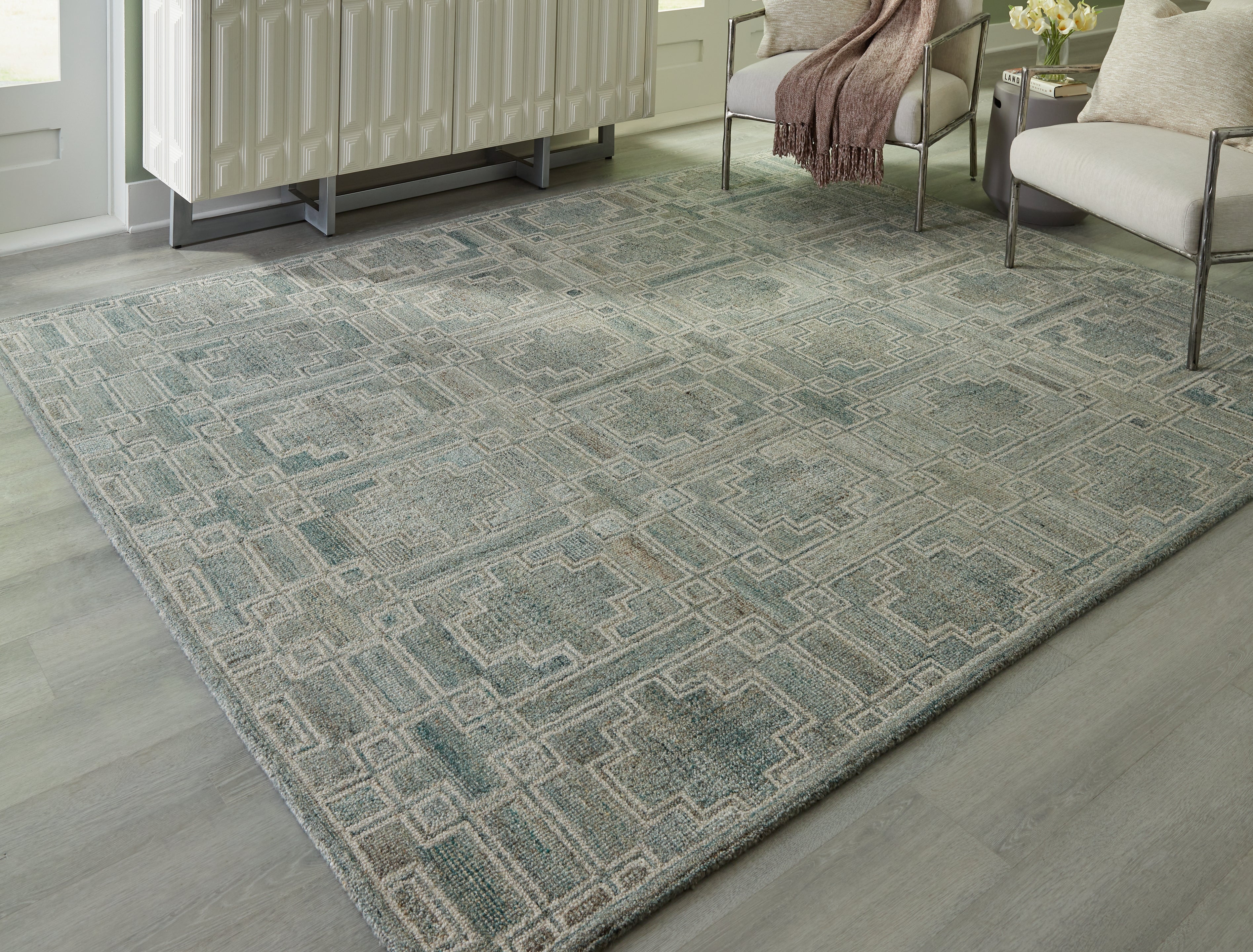 A2Z Furniture - Ashley Furniture - Jossland Rug - 5' x 7' Rug / Green/Ivory - R406912