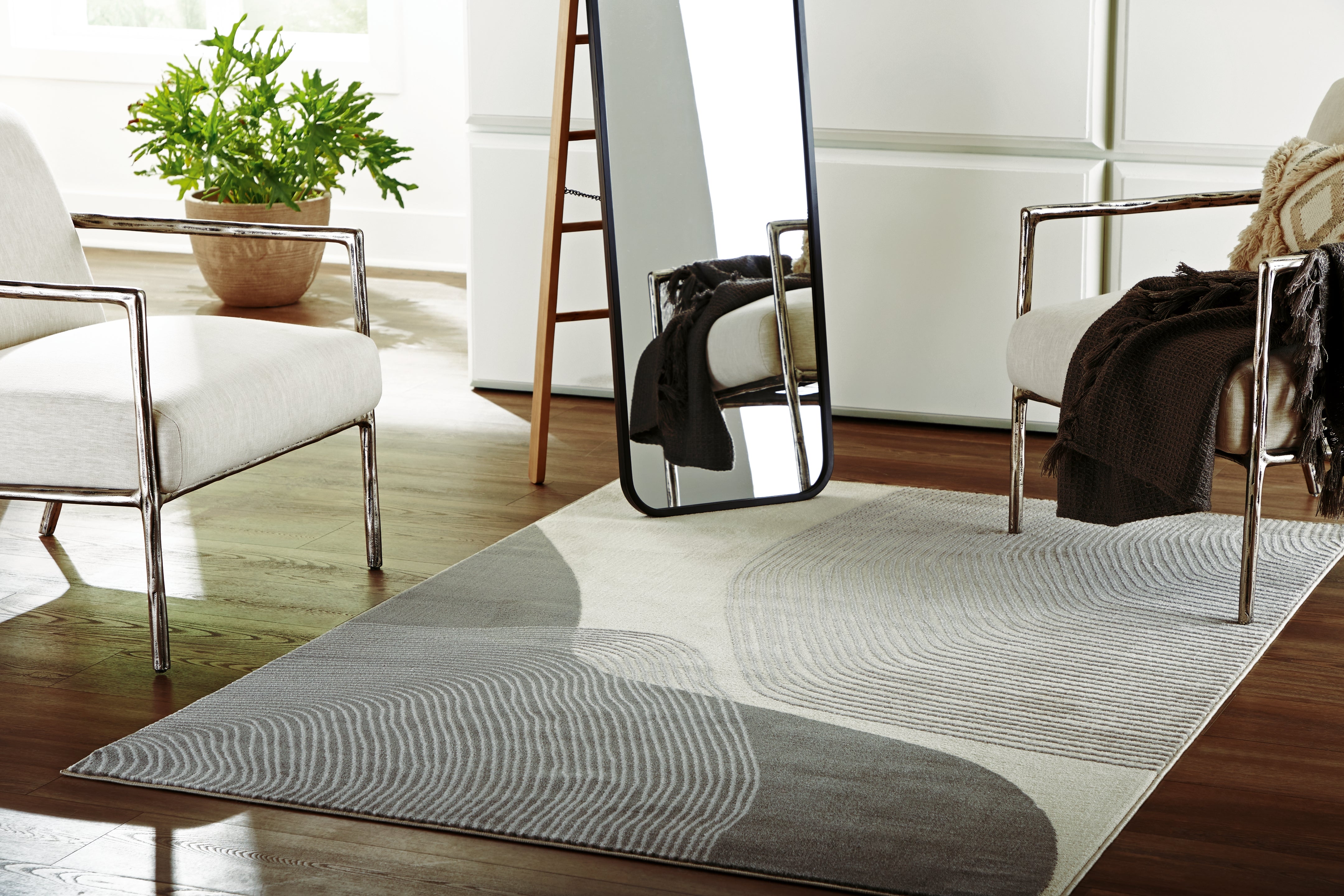 A2Z Furniture - Ashley Furniture - Winderburg Rug - 5' x 7' Rug / Gray/Ivory - R406952