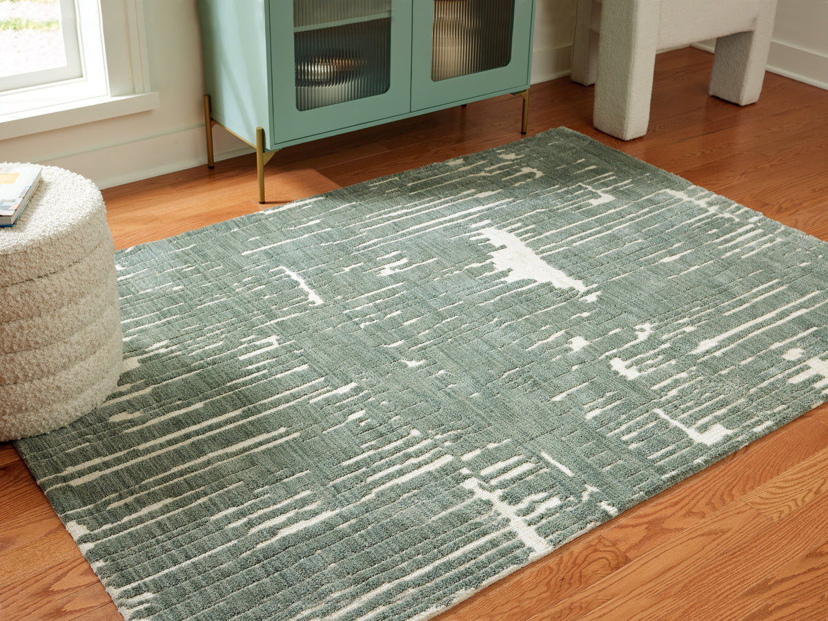 A2Z Furniture - Ashley Furniture - Cayworth Rug - 8' x 10' Rug / Teal/White - R407091
