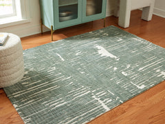 A2Z Furniture - Ashley Furniture - Cayworth Rug - 8' x 10' Rug / Teal/White - R407091